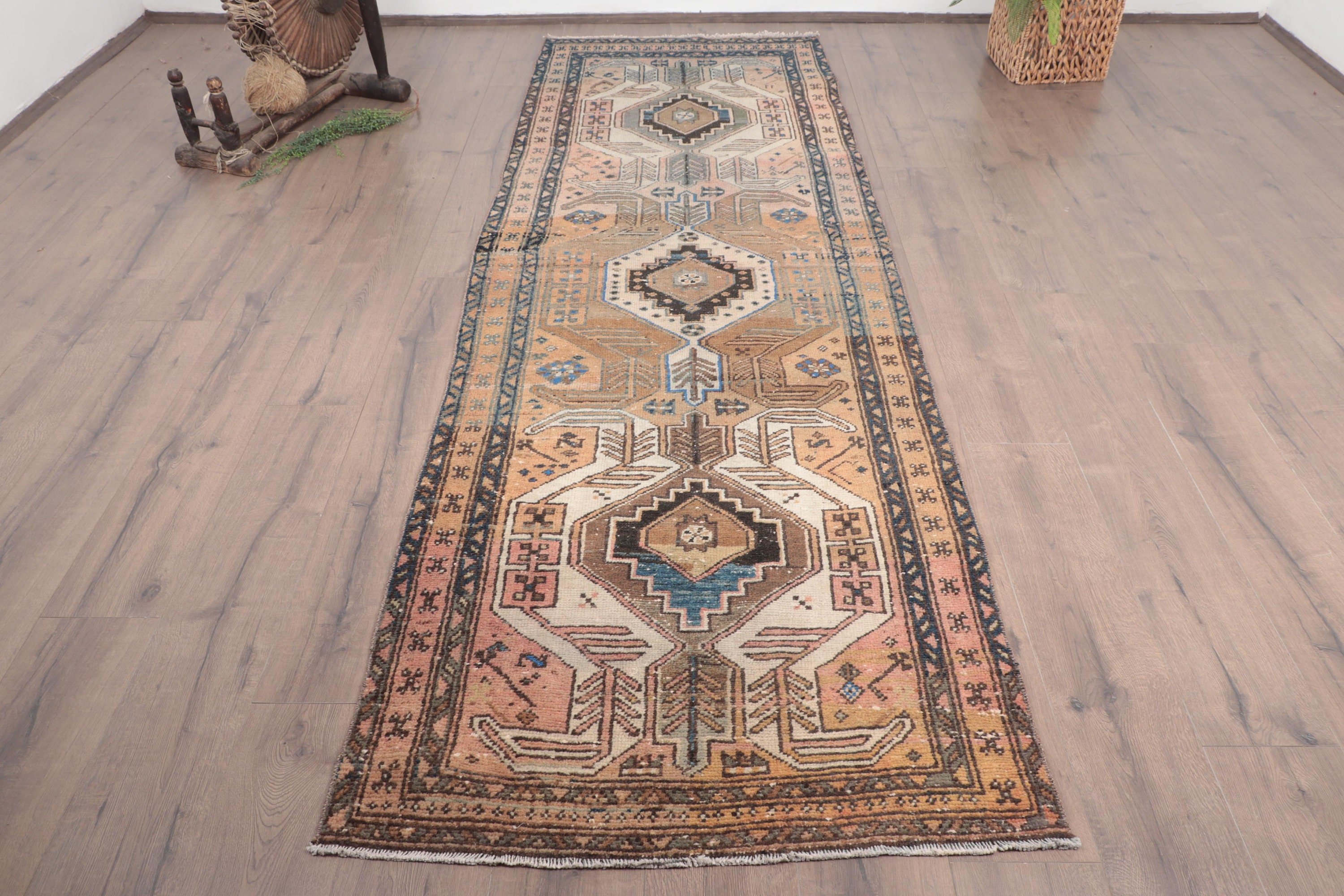 Anadolu Halıları, Beni Ourain Yolluk Halısı, Türk Halıları, Vintage Halı, Merdiven Halısı, Açıklama Halısı, 3.1x10 ft Koşucu Halısı, Bej Mutfak Halısı