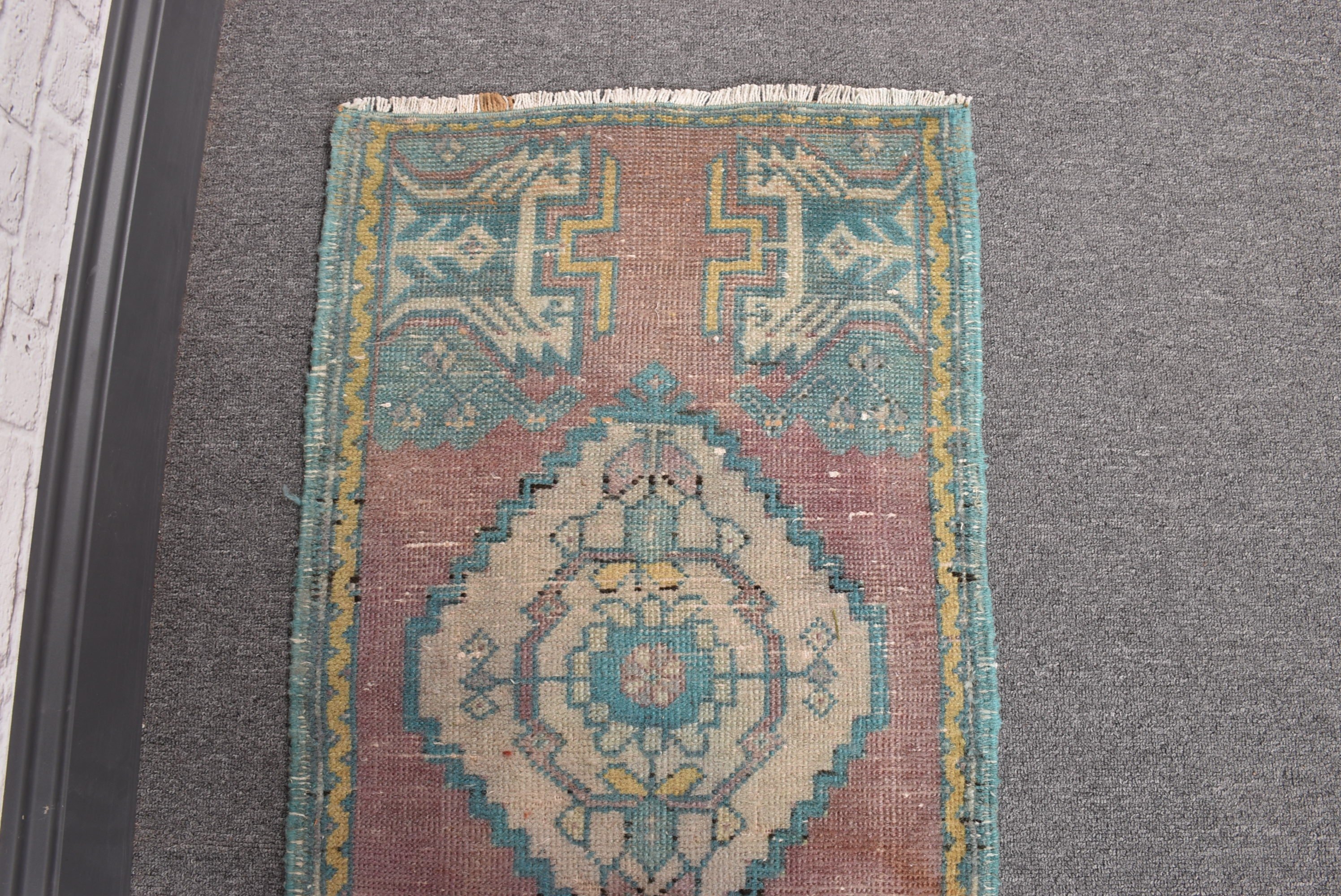 Wool Rug, Small Area Rugs, Floor Rugs, Turkish Rugs, Vintage Rug, Green  1.5x3.1 ft Small Rug, Door Mat Rug, Handwoven Rug