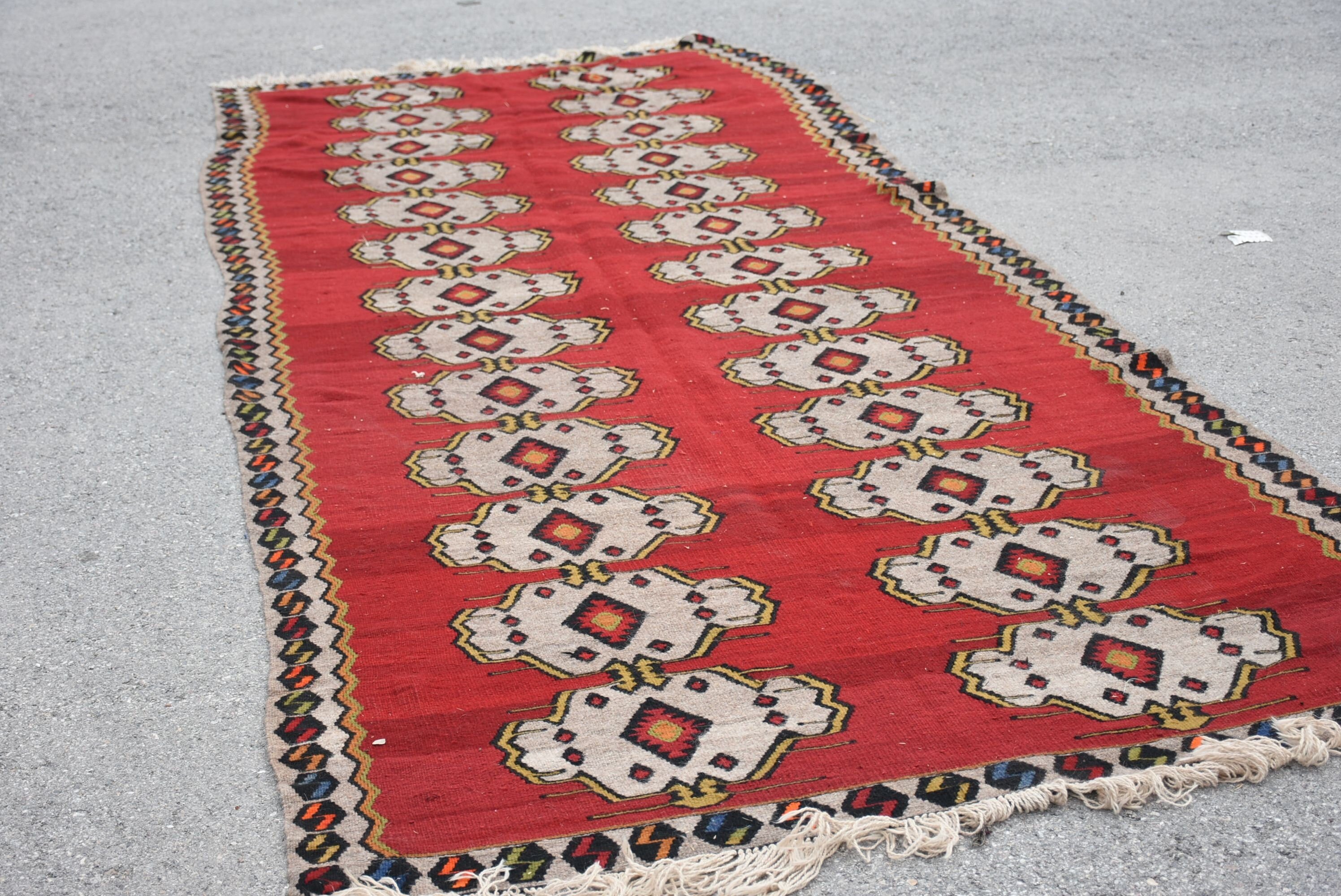 Kilim, 5.6x14.4 ft Yolluk Halısı, Vintage Halılar, Merdiven Halıları, Mutfak Halısı, Türk Halısı, Kırmızı Oryantal Halı, Oushak Halısı, Sanat Halısı, Oryantal Halılar