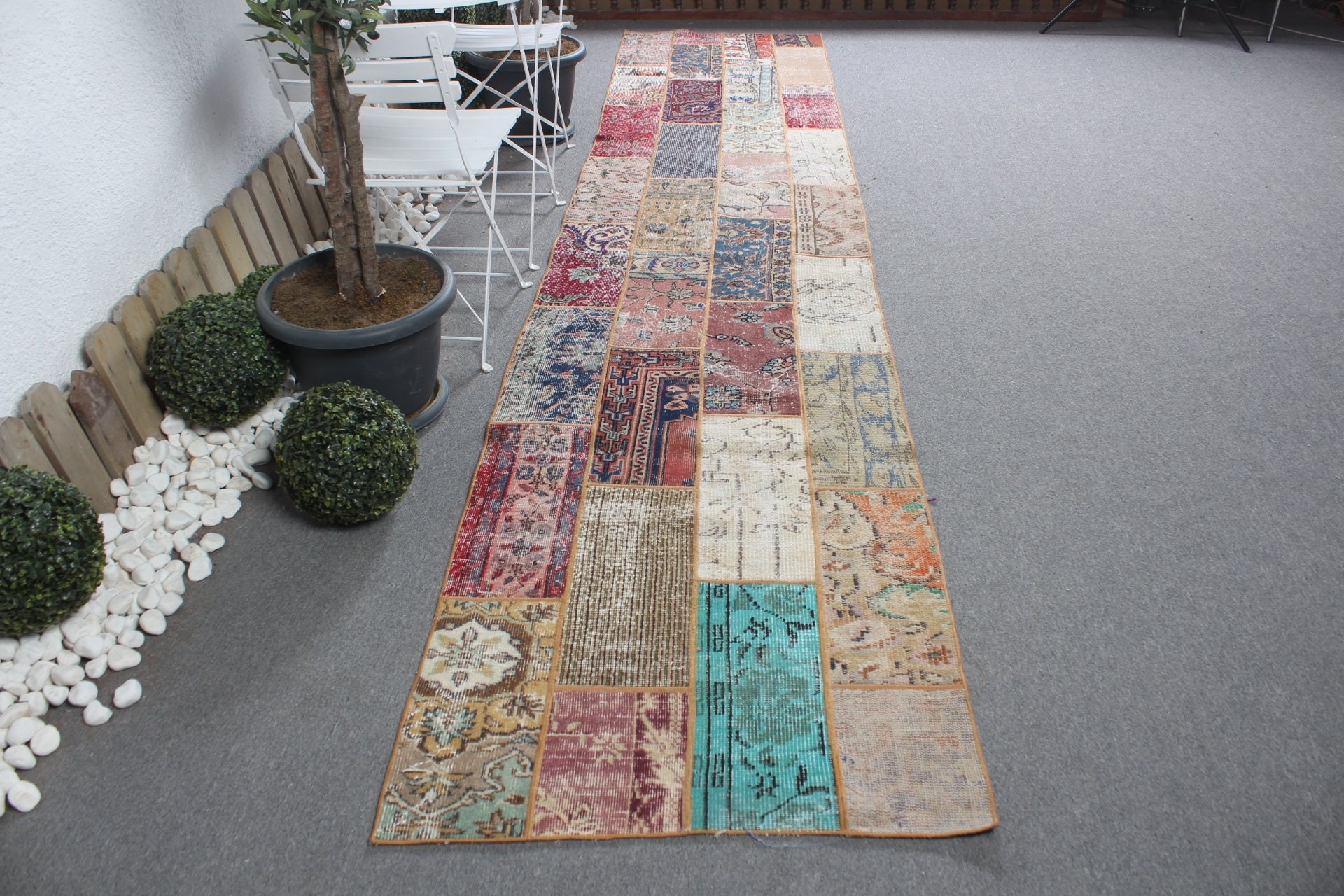 Eclectic Rugs, Wool Rugs, Rainbow Antique Rugs, Hallway Rugs, 2.9x13.6 ft Runner Rug, Vintage Rug, Corridor Rug, Turkish Rug, Antique Rug