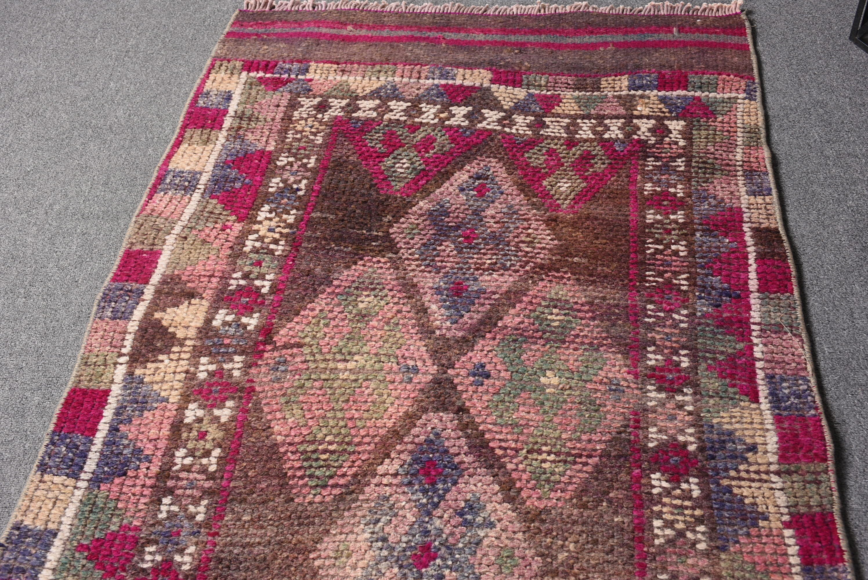 Purple Bedroom Rugs, Rugs for Kitchen, Stair Rug, Cool Rugs, 2.6x11.7 ft Runner Rugs, Antique Rug, Vintage Rugs, Turkish Rug, Corridor Rug