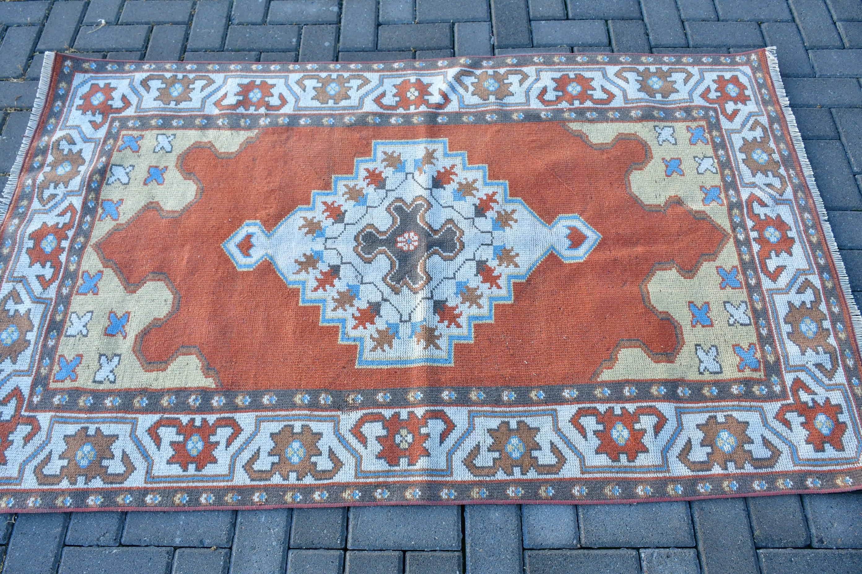 Rugs for Entry, Orange Oushak Rug, Nursery Rug, Oushak Rugs, 3.6x5.8 ft Accent Rug, Turkish Rug, Vintage Rug, Entry Rug