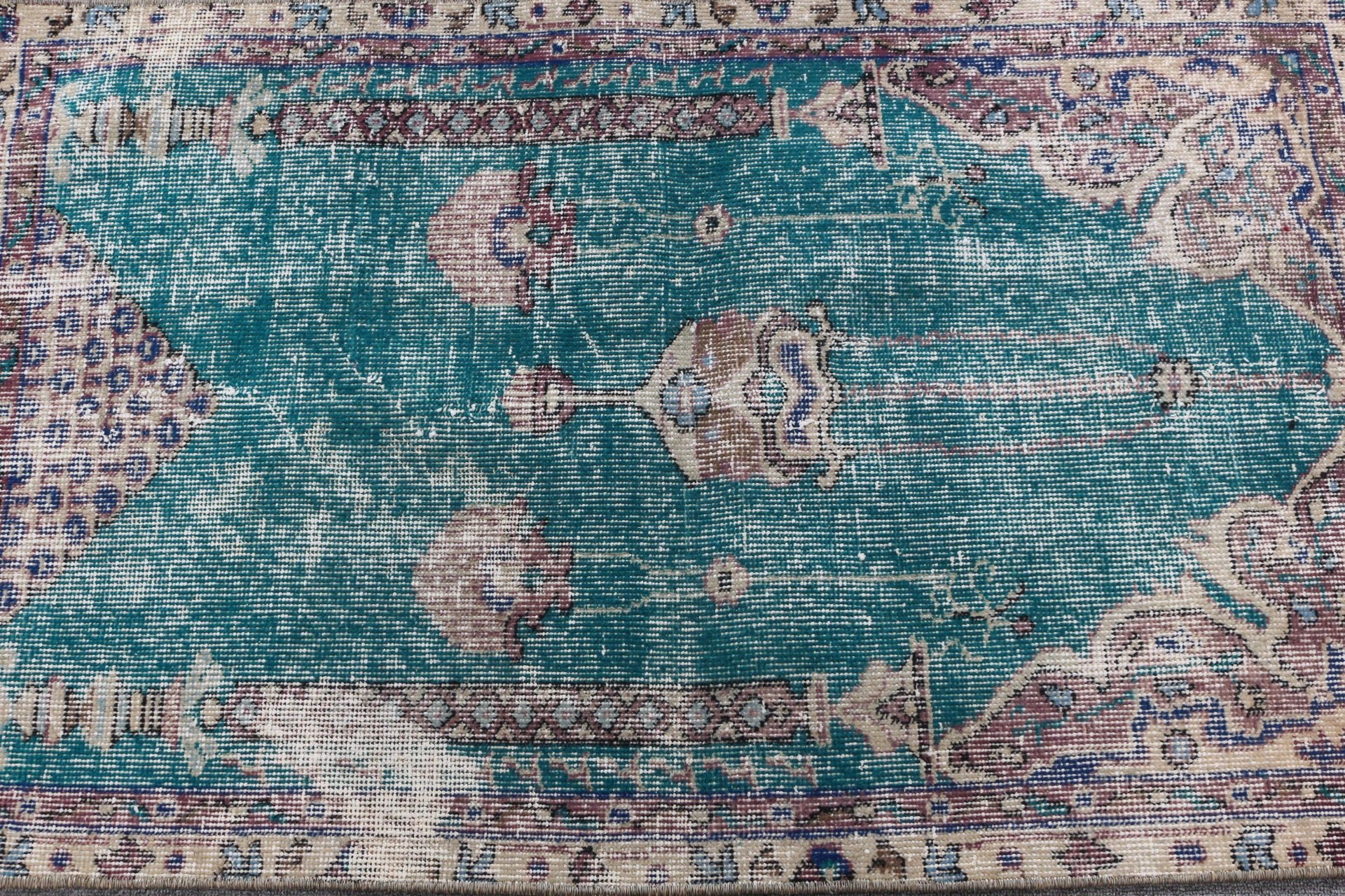 Vintage Halı, Antika Halı, Mutfak Halısı, Yatak Odası Halıları, Türk Halıları, Yatak Odası Halıları, 2.4x4.1 ft Küçük Halı, Yeşil Antika Halı, Giriş Halıları