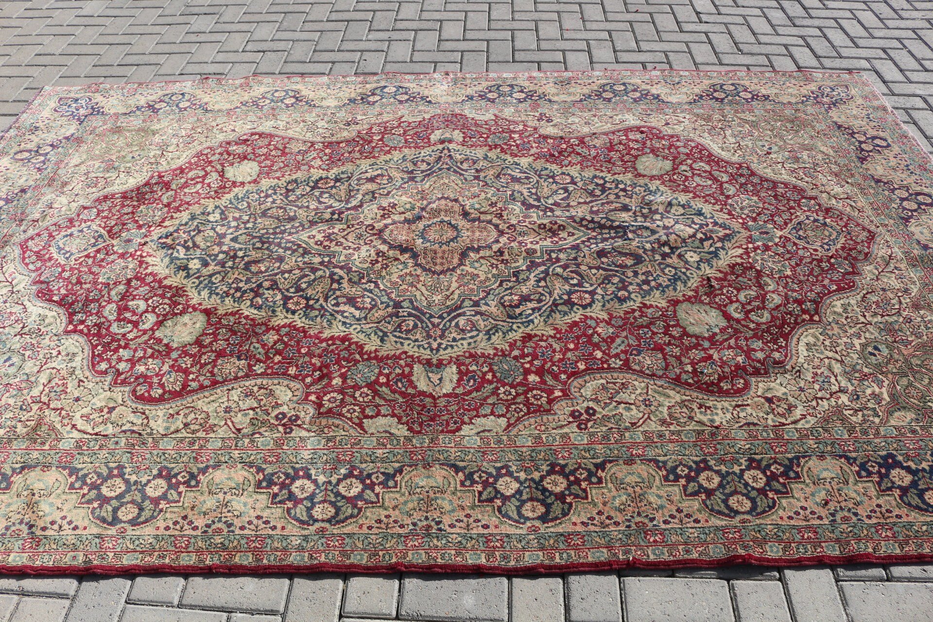 Vintage Halı, Salon Halısı, Türk Halısı, Fas Halısı, Kırmızı Soğuk Halı, Oturma Odası Halısı, 6.7x10.4 ft Büyük Halılar, Yatak Odası Halıları