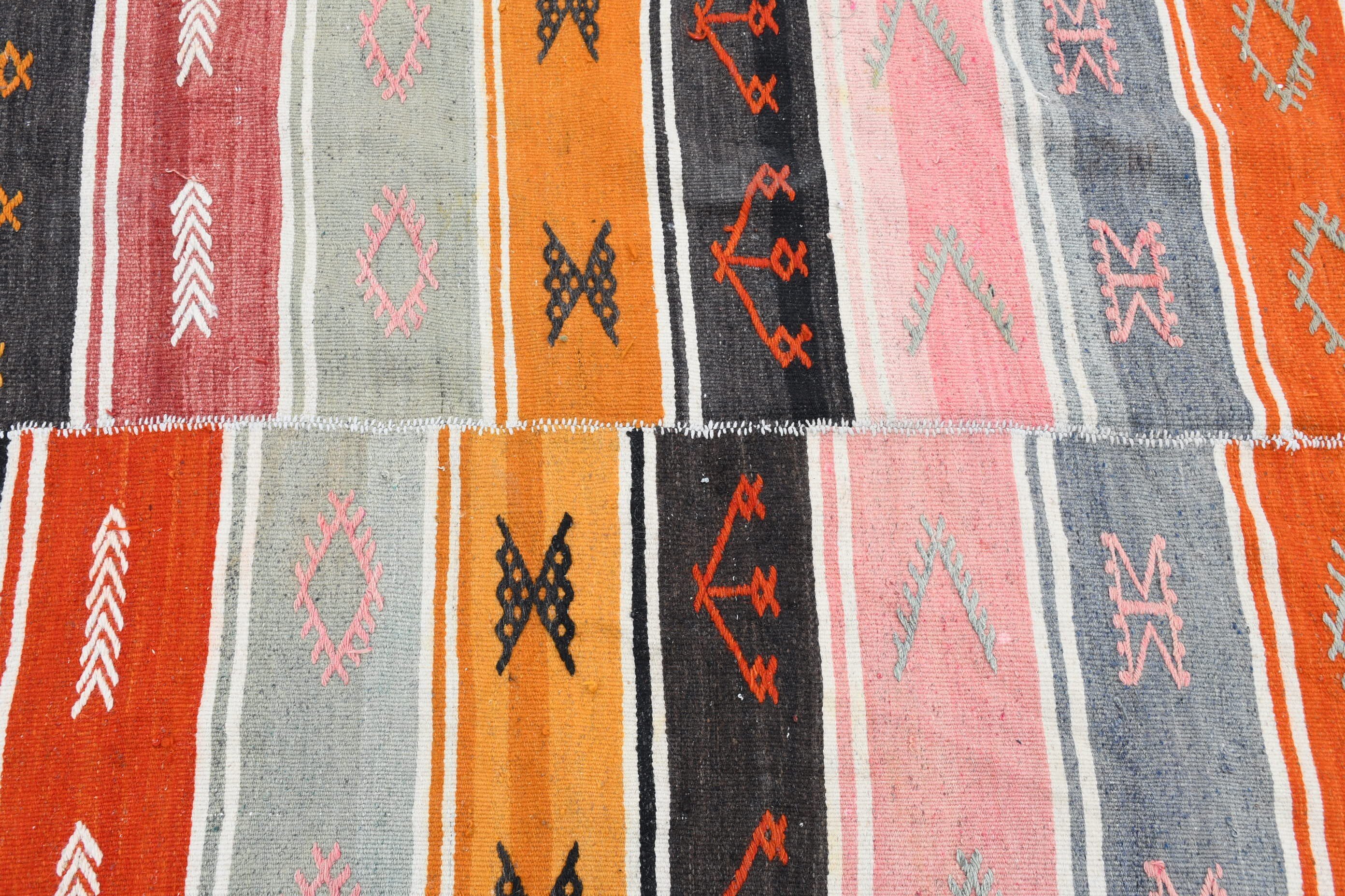 Giriş Kilim, 104x145 cm Antre Kilim, Türk Kilim, Mutfak Kilim, Uşak Kilim, Mutfak Kilim, Giriş Kilim, Giriş Kilim, Turuncu Zemin Kilim