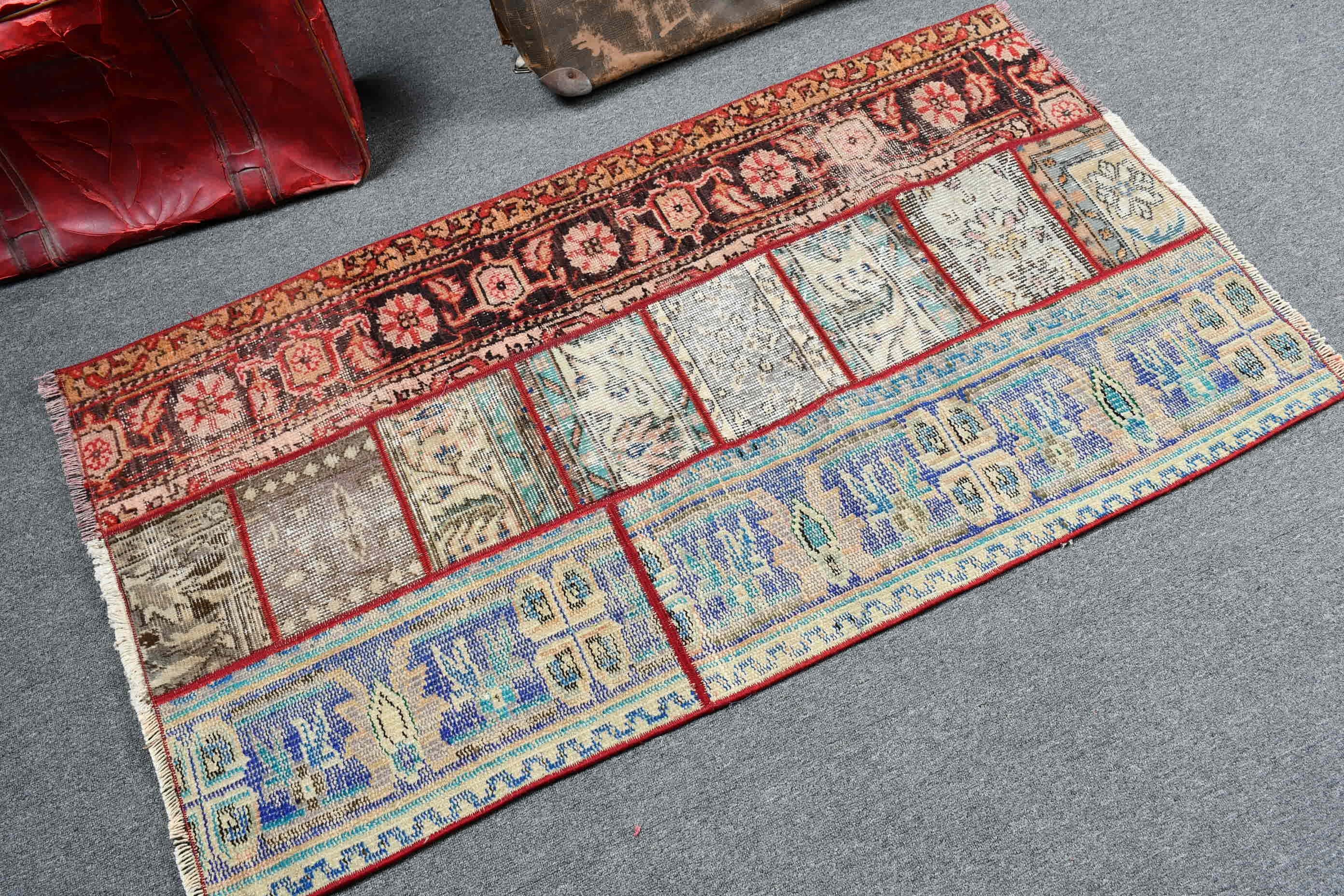 Vintage Rug, Cool Rug, 2.6x4.8 ft Small Rugs, Red Floor Rug, Art Rug, Oushak Rugs, Turkish Rugs, Rugs for Bedroom, Nursery Rug, Bedroom Rug