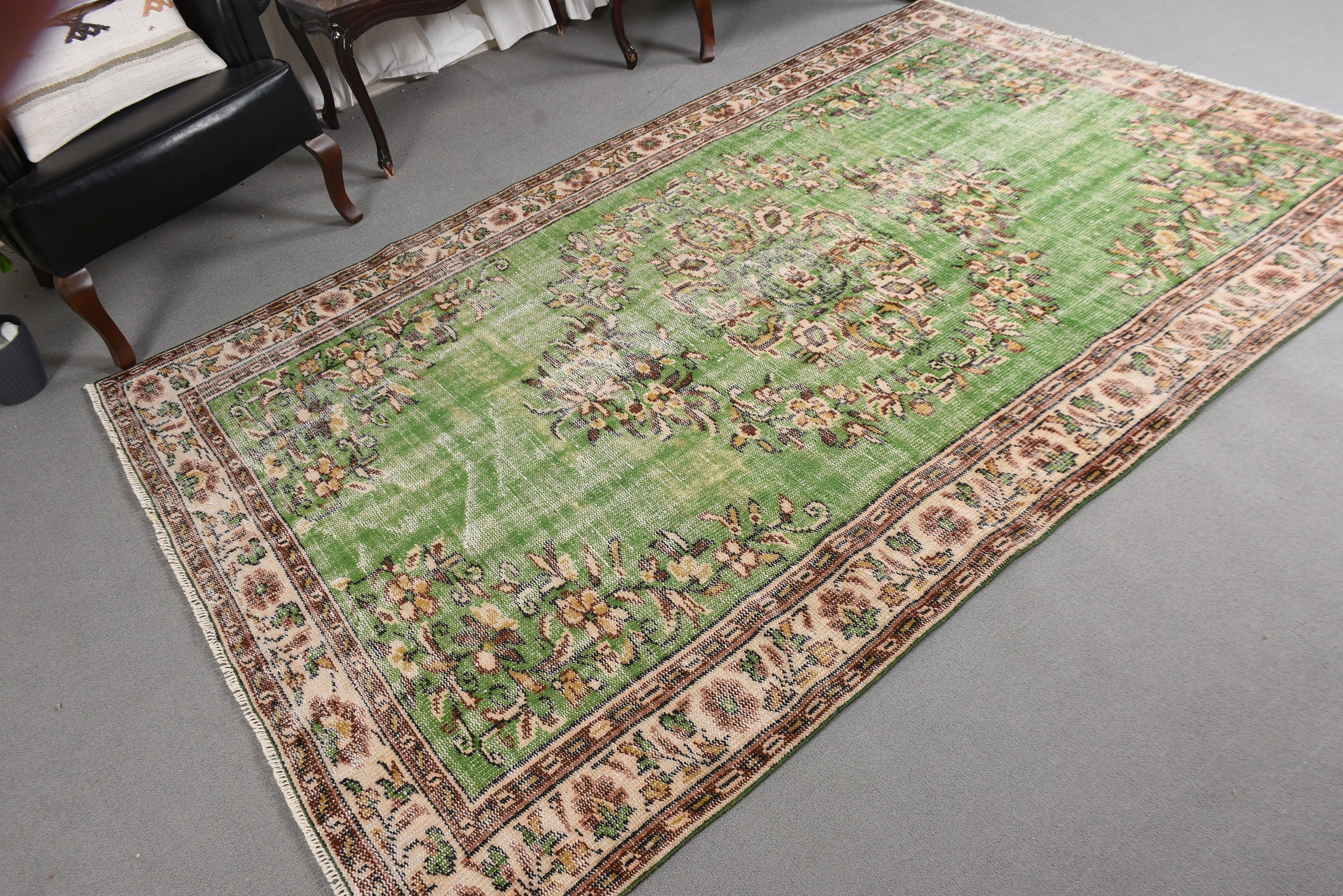 Oriental Rugs, Modern Rug, 5.5x8.5 ft Large Rug, Turkish Rugs, Bedroom Rugs, Vintage Rug, Green Antique Rugs, Vintage Decor Rug, Salon Rug