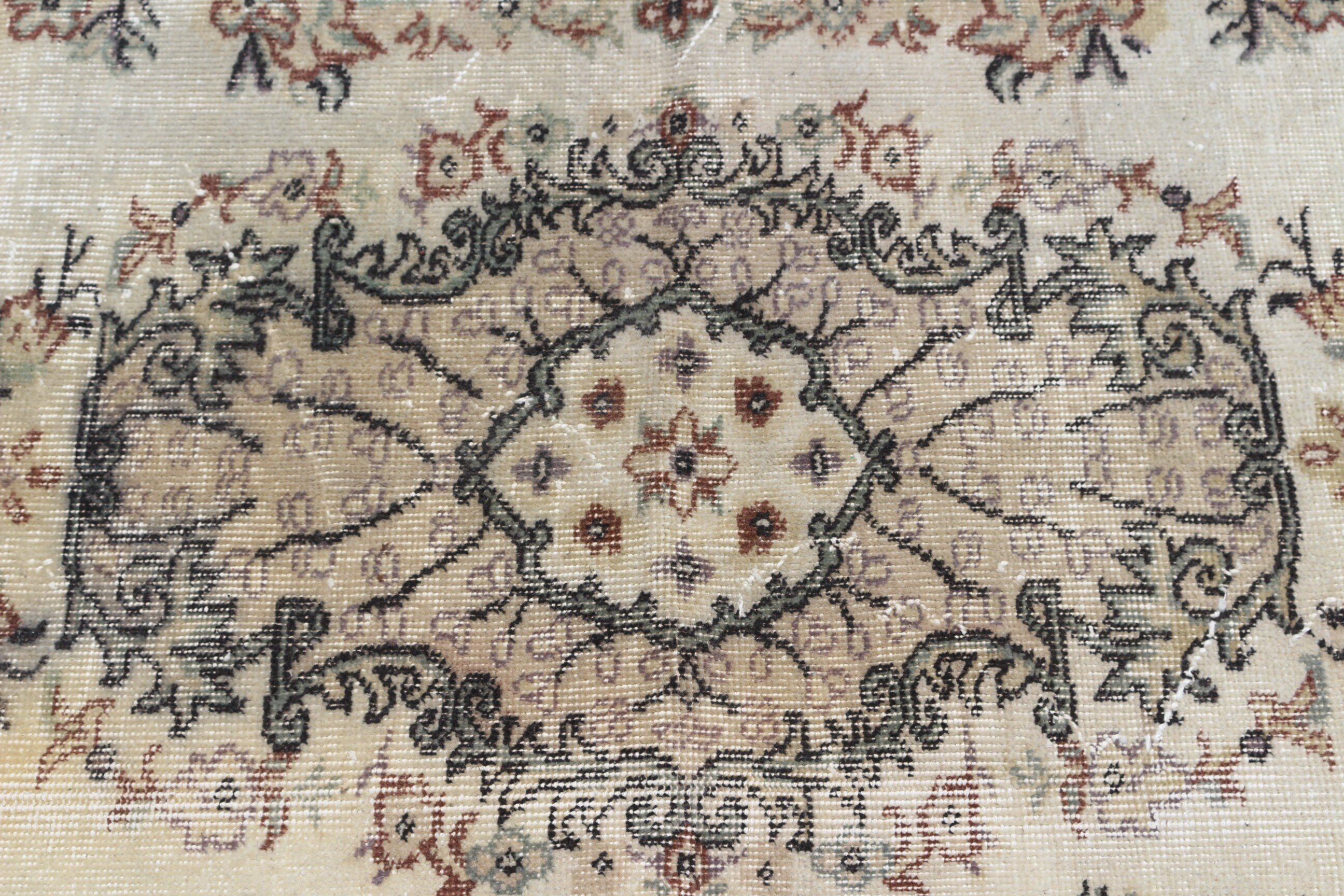 Etnik Halı, Türk Halısı, 4.1x7 ft Alan Halısı, Bej Anadolu Halısı, Vintage Halı, Mutfak Halısı, Yemek Odası Halısı, Çocuk Halısı, Fas Halısı