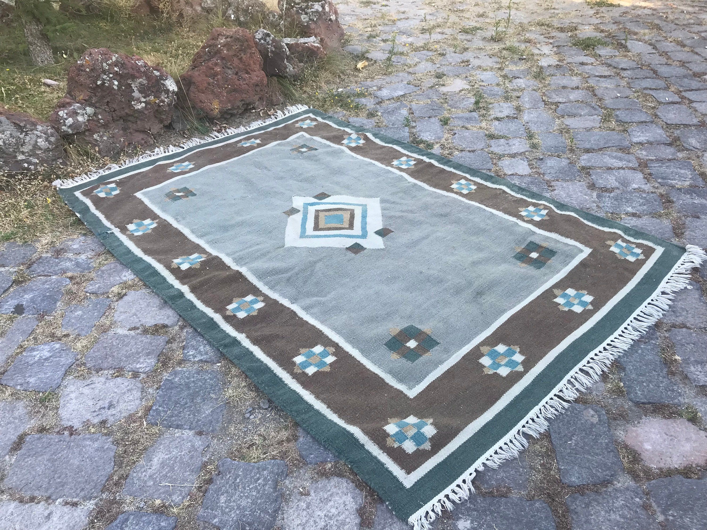 Türk Halıları, Yeşil Oryantal Halılar, Çocuk Halıları, Kilim, Havalı Halı, 3,8x5,7 ft Accent Halı, Vintage Halılar, Yatak Odası Halısı, Aztek Halısı, Oryantal Halı