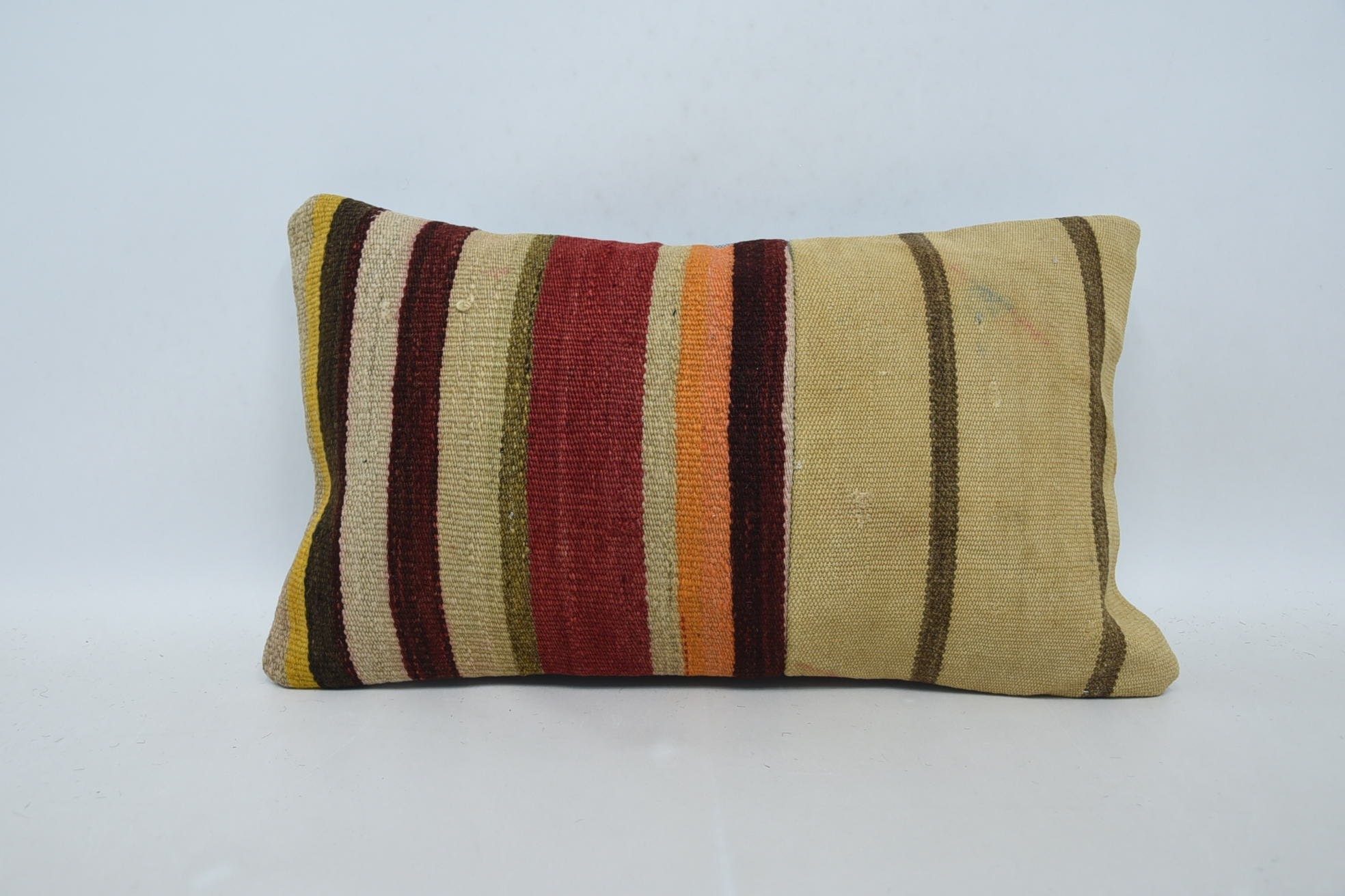 Kanepe Yastık, Koltuk Yastık Kılıfı, Vintage Kilim Yastık, Kilim Yastık Kılıfı, 12"x20" Bej Minder Kılıfı, Ofis Koltuğu Minderi