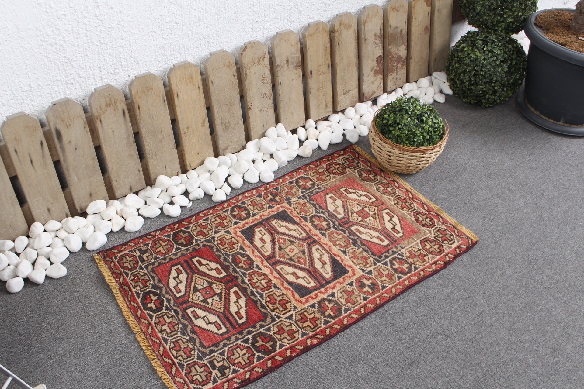 Turkish Rugs, Vintage Rugs, 1.7x2.8 ft Small Rug, Wool Rugs, Kitchen Rug, Red Home Decor Rugs, Nomadic Rug, Door Mat Rugs