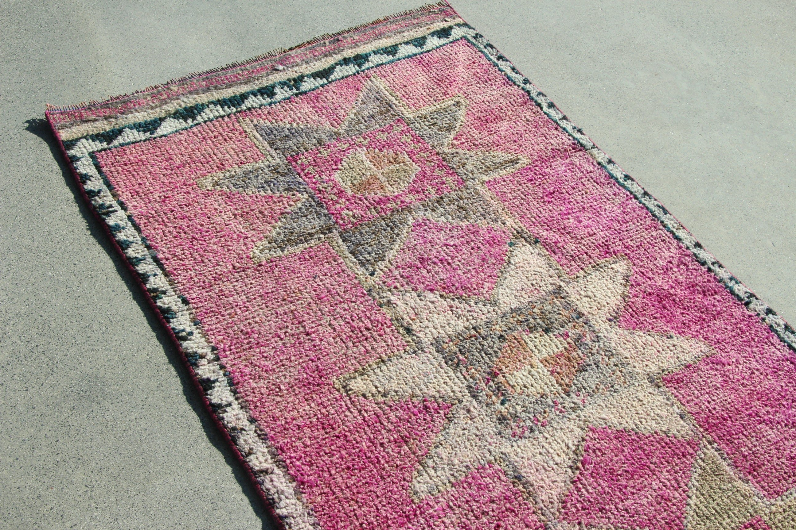 Stair Rugs, Bedroom Rug, 3x9.2 ft Runner Rugs, Ethnic Rugs, Corridor Rug, Vintage Rugs, Geometric Rugs, Turkish Rugs, Pink Neutral Rugs