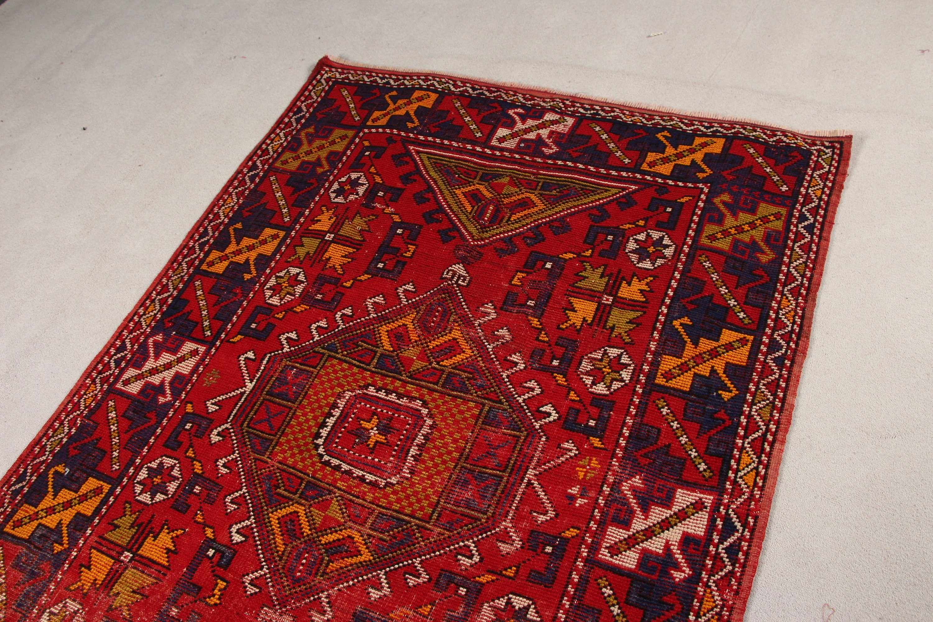 Floor Rug, Vintage Rugs, Oushak Rugs, Anatolian Rug, 4.1x6 ft Area Rug, Rugs for Dining Room, Indoor Rugs, Turkish Rug, Red Moroccan Rugs