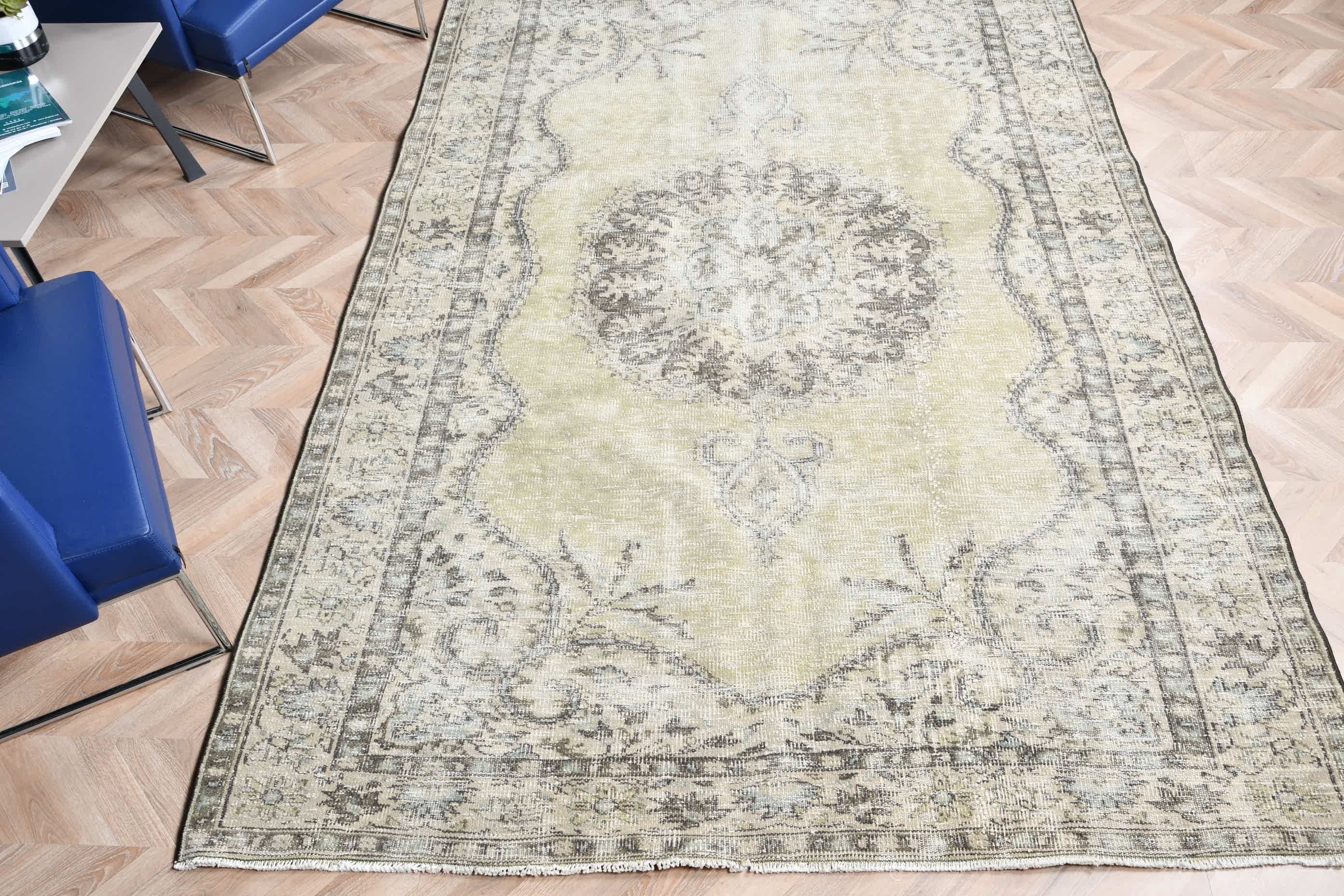 Salon Rugs, Moroccan Rug, Distressed Rug, Dining Room Rug, 6x9.7 ft Large Rug, Green Anatolian Rug, Turkish Rug, Vintage Rugs, Floor Rugs