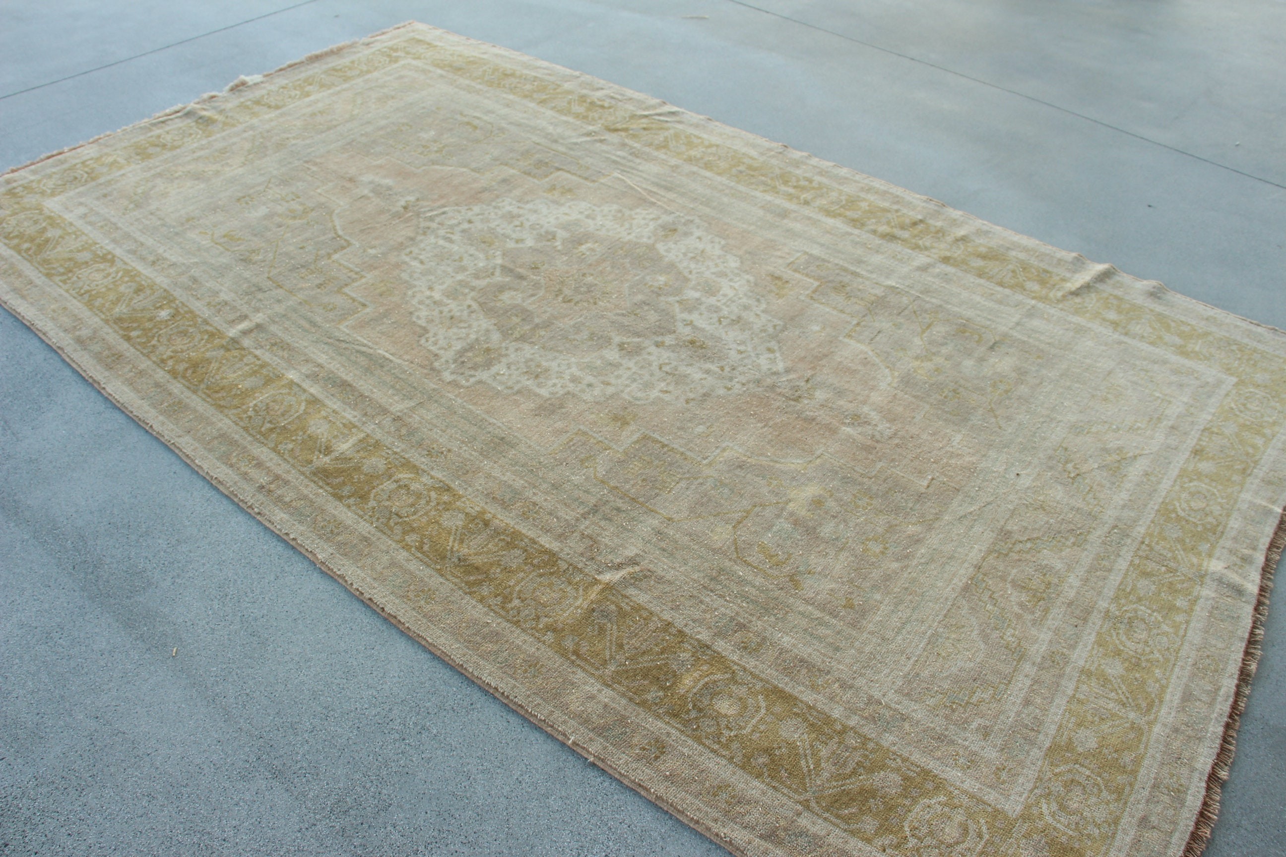 Vintage Halı, 5.9x9.8 ft Büyük Halılar, Bej Anadolu Halıları, Salon Halısı, Boho Halısı, Oturma Odası Halısı, Açıklama Halıları, Geometrik Halı, Türk Halısı