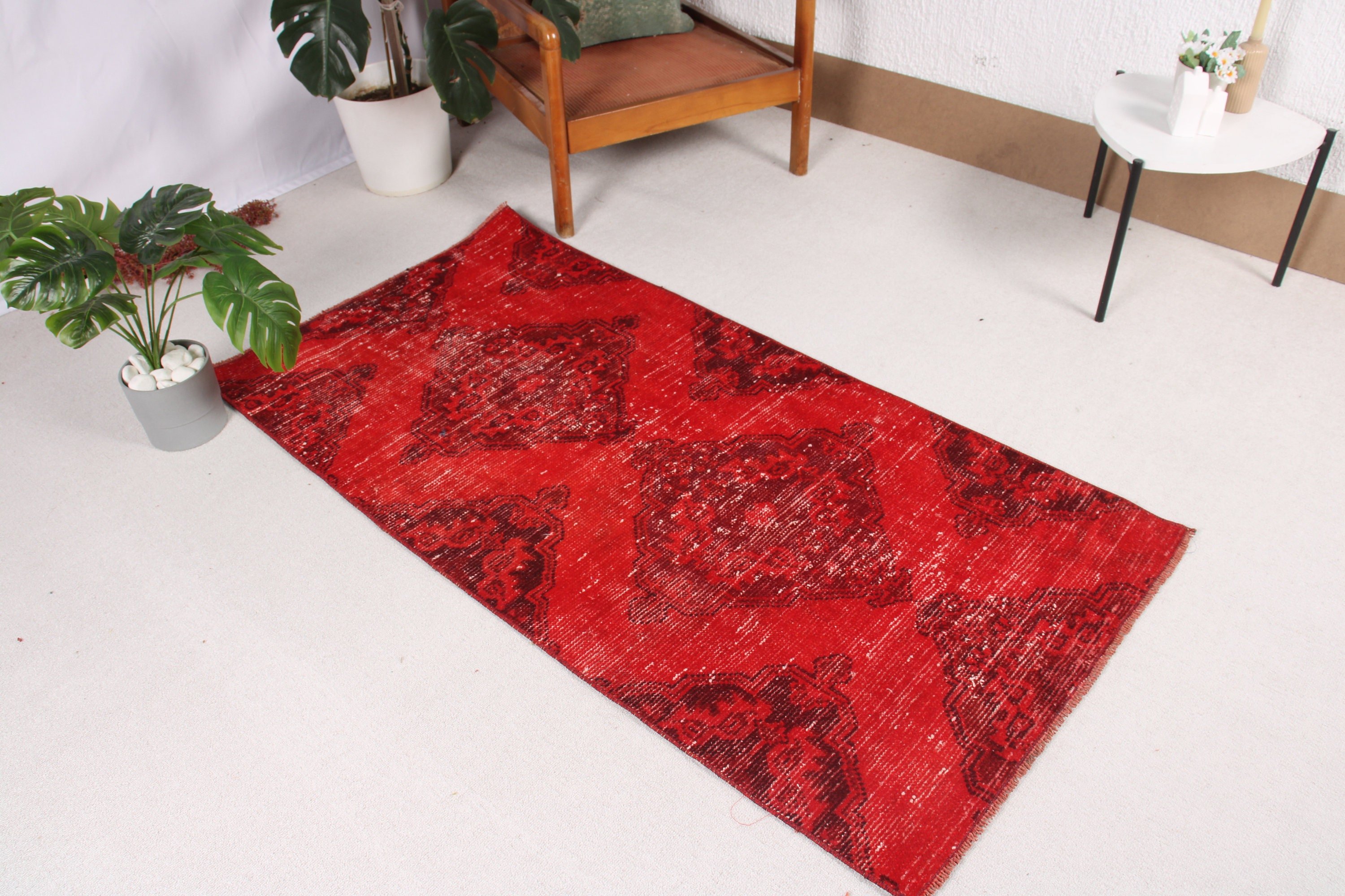 Red Home Decor Rug, Boho Rug, Turkish Rugs, 2.7x5.4 ft Small Rugs, Statement Rugs, Car Mat Rugs, Nursery Rugs, Neutral Rugs, Vintage Rugs