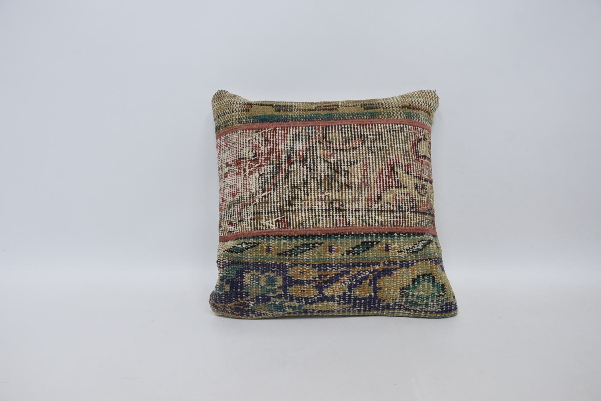 Sofa Cushion, Antique Pillows, 16"x16" Green Pillow Cover, Boho Pillow, Interior Designer Pillow, Comfy Throw Cushion