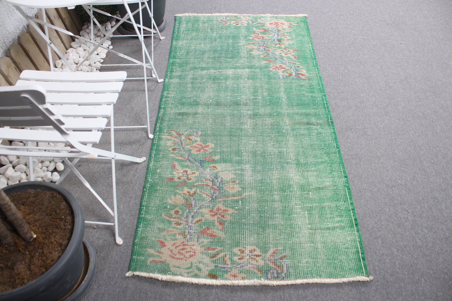 Green Kitchen Rug, Bedroom Rugs, Art Rugs, Vintage Rug, Turkish Rugs, Rugs for Kitchen, Oushak Rug, 2.9x6.2 ft Accent Rugs