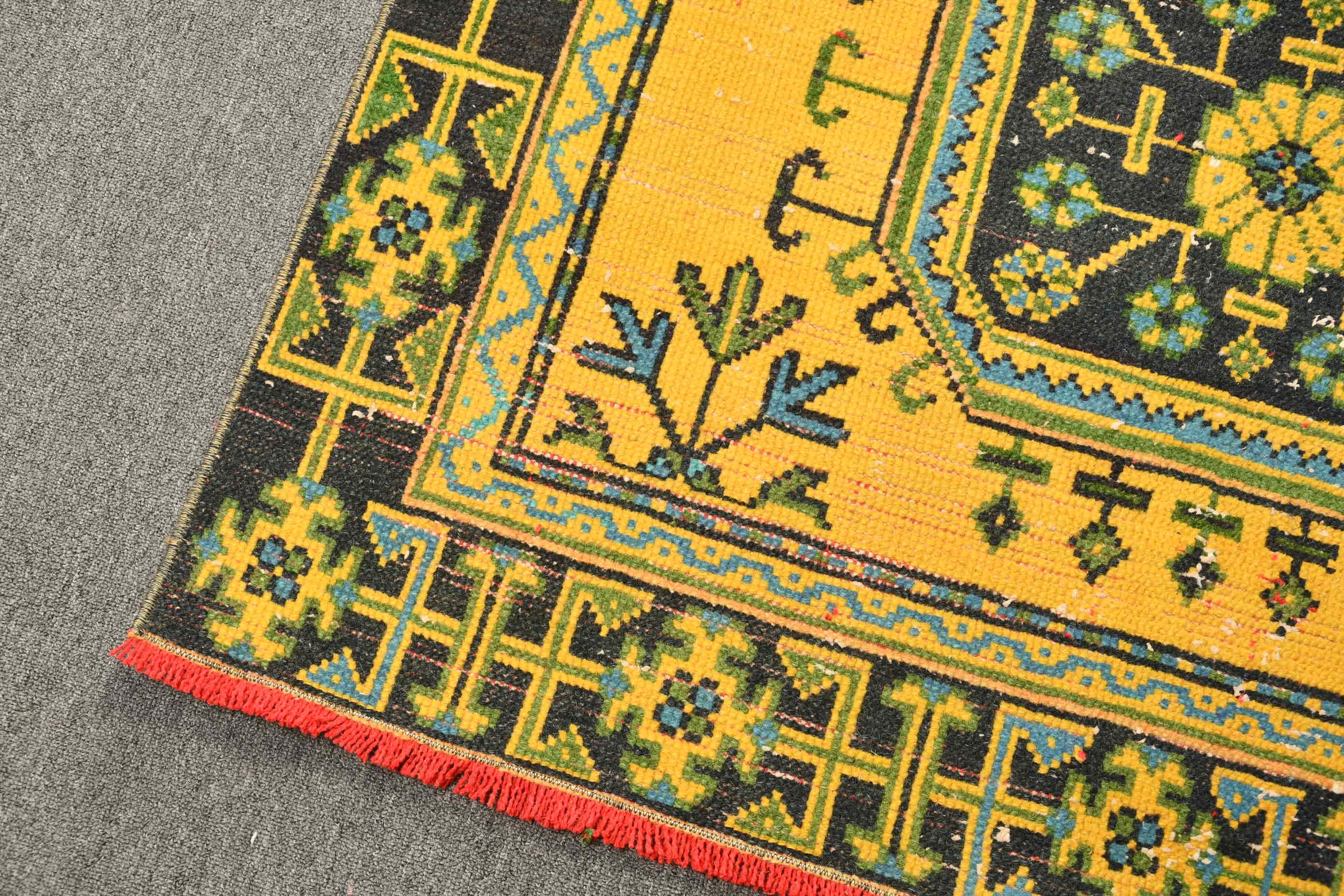 Rugs for Runner, Stair Rugs, Yellow  3.9x11.2 ft Runner Rug, Oushak Rug, Cool Rugs, Kitchen Rugs, Turkish Rug, Vintage Rug