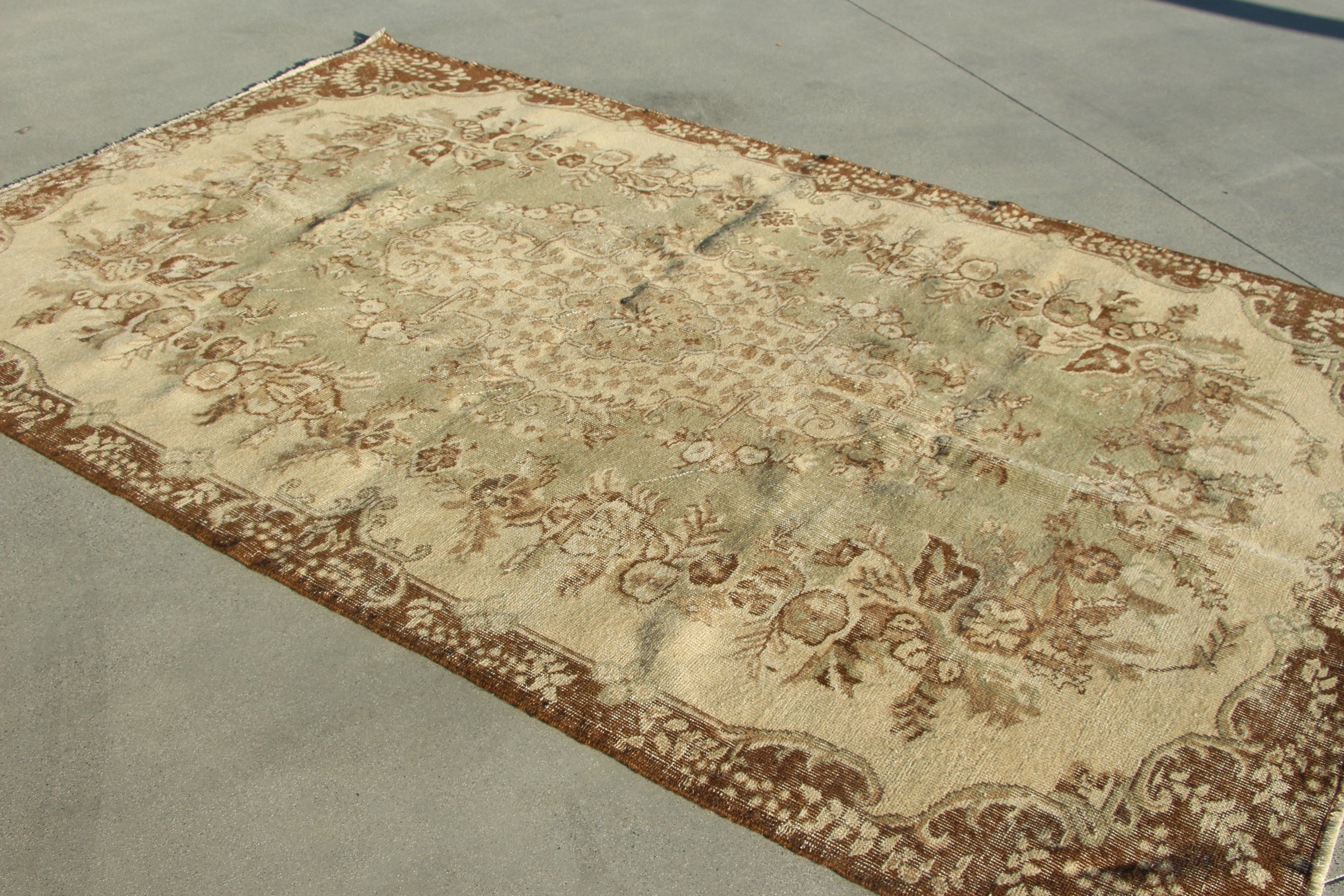 5.4x8.7 ft Büyük Halı, Türk Halısı, Salon Halısı, Kahverengi Lüks Halılar, Geometrik Halı, Yün Halı, Vintage Halı, Yer Halısı, Büyük Boho Halısı, Aztek Halısı