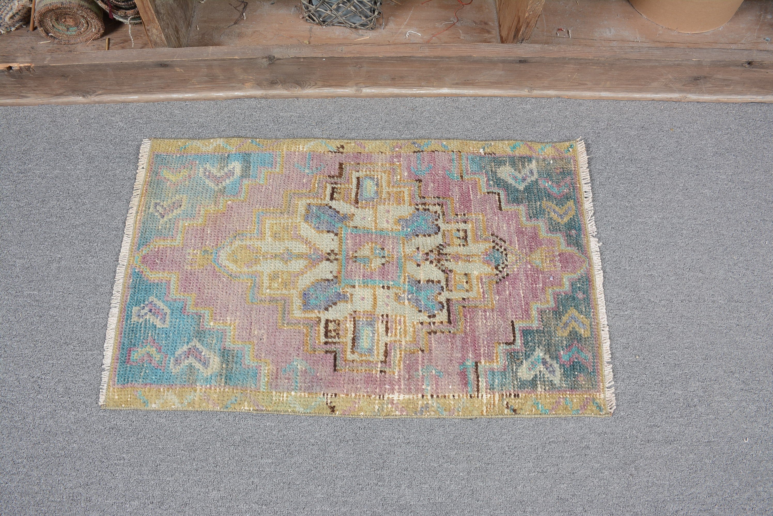 Vintage Halı, Anadolu Halısı, Mutfak Halıları, Banyo Halısı, Mor Oushak Halıları, 1.4x2.2 ft Küçük Halı, Türk Halısı, Yatak Odası Halısı, Soyut Halılar