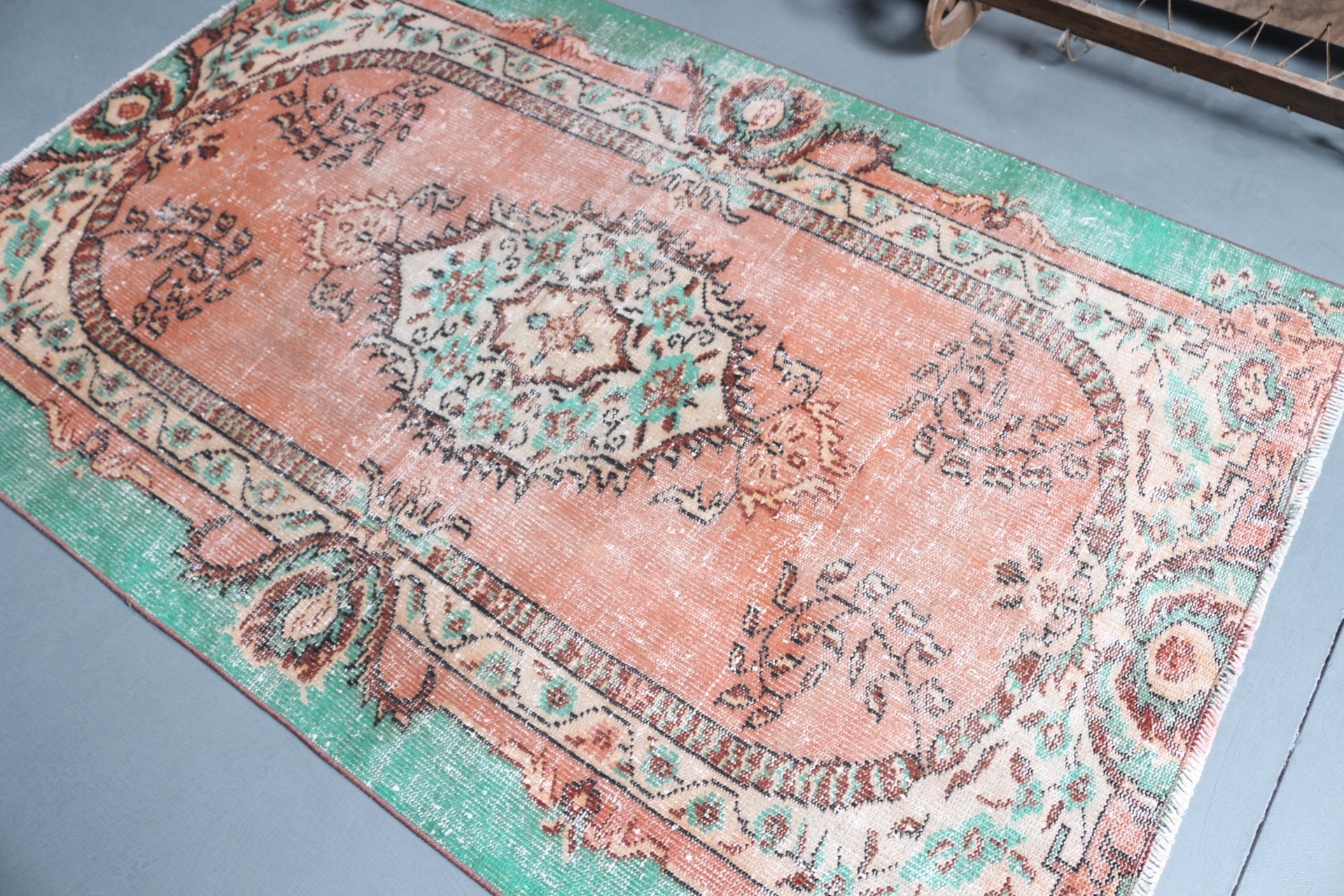 Türk Halısı, 4.6x6.8 ft Alan Kilimi, Vintage Halı, Yatak Odası Halısı, Yatak Odası Halıları, Ev Dekor Halıları, Yer Halısı, Kırmızı Oryantal Halı, İç Mekan Halısı