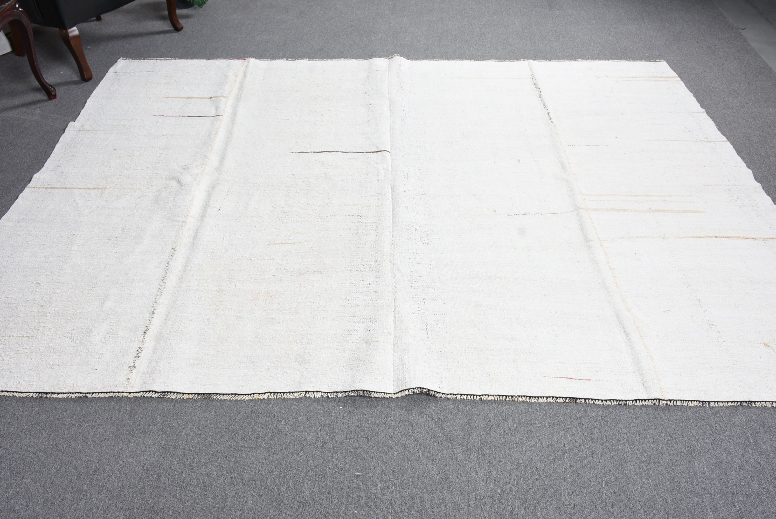 Antique Rug, Bedroom Rugs, Rugs for Salon, 9x6.5 ft Large Rug, Dining Room Rug, Turkish Rug, Vintage Rug, White Cool Rugs