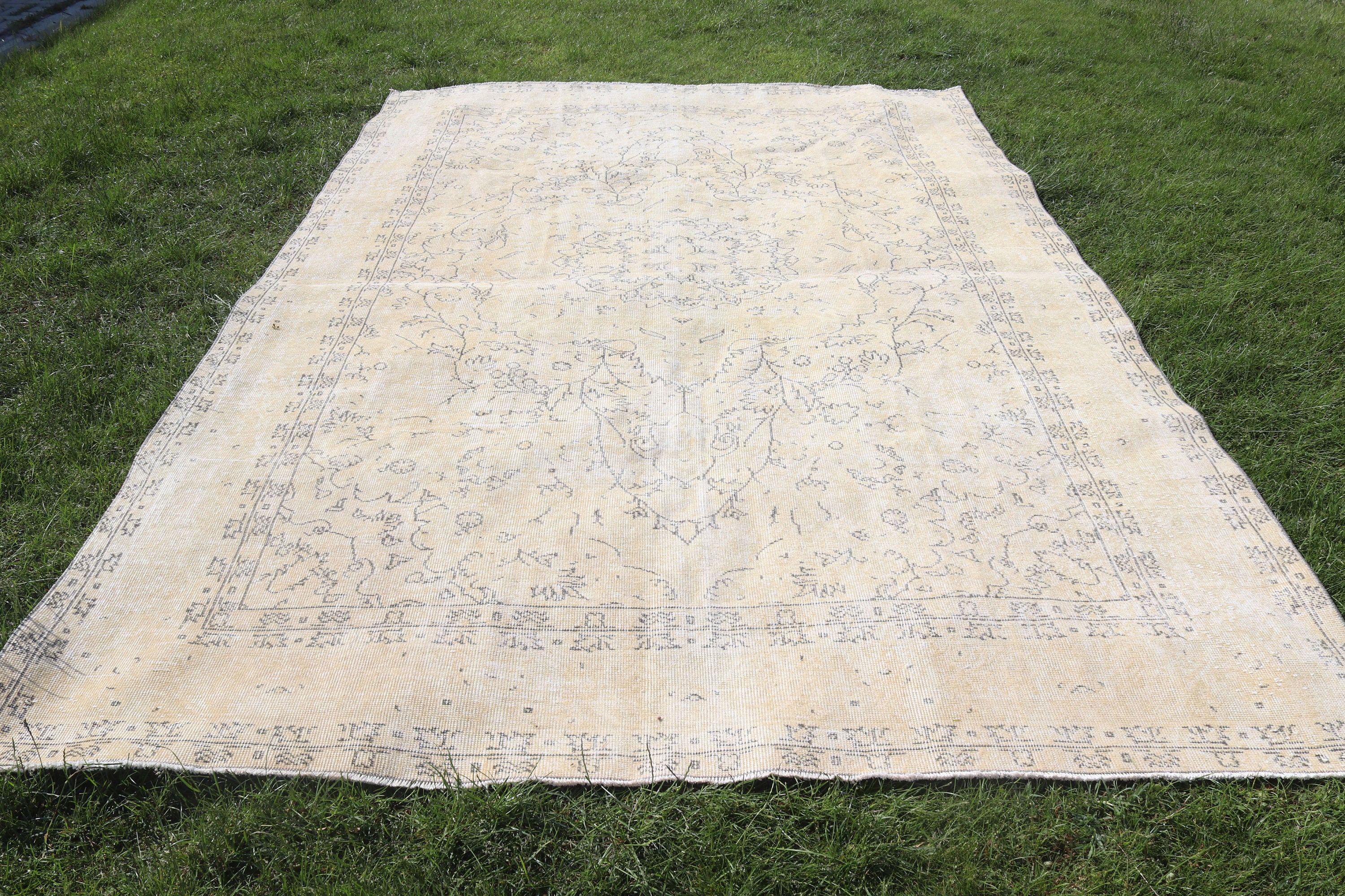 Oversize Turkish Rug, Salon Rug, Oushak Rug, Luxury Rugs, Beige  7.3x10.9 ft Oversize Rugs, Turkish Rugs, Vintage Rugs