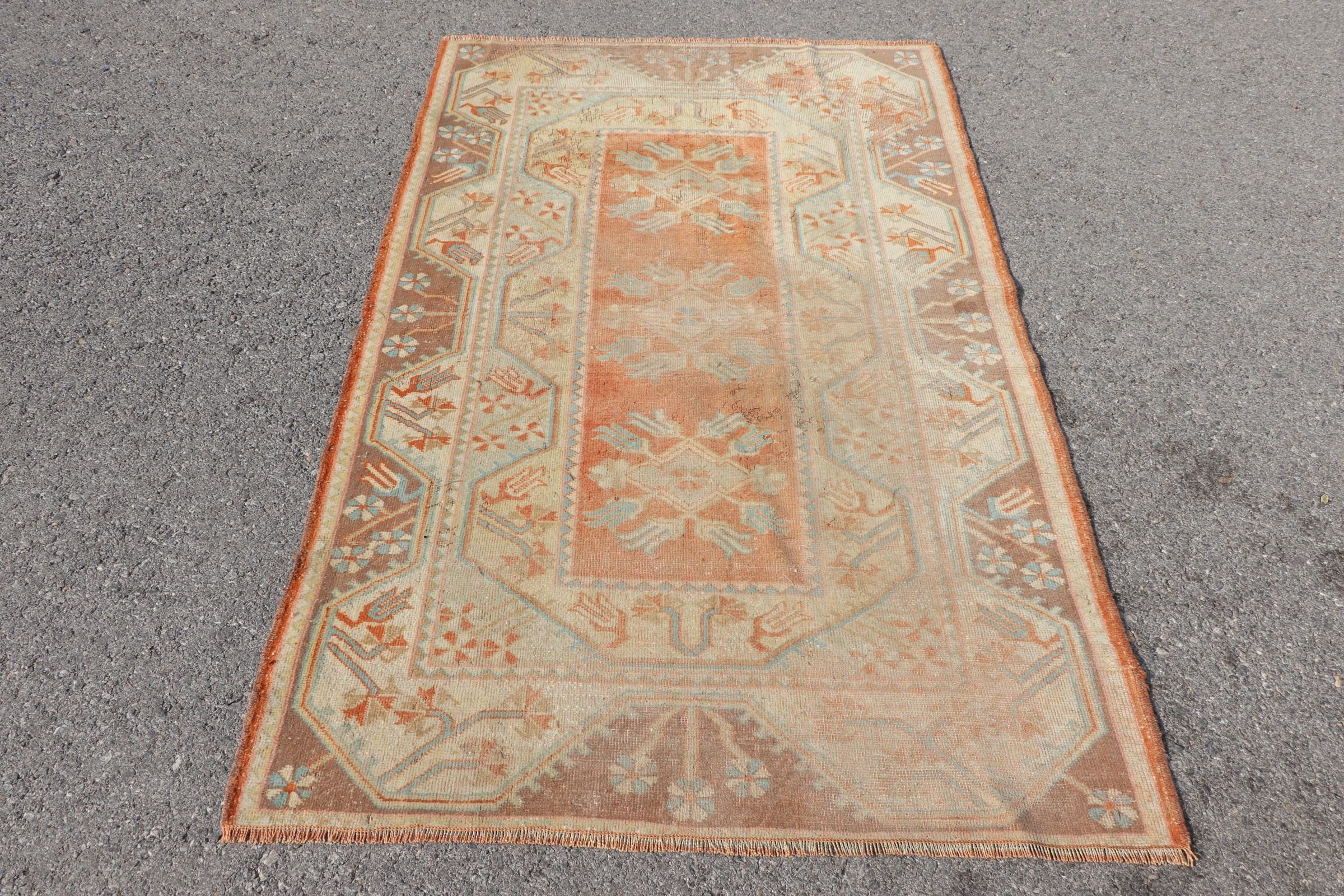 Orange Antique Rug, Anatolian Rug, Entry Rug, Floor Rugs, Turkish Rug, Kitchen Rugs, Vintage Rug, Rugs for Bedroom, 3.8x6 ft Accent Rugs