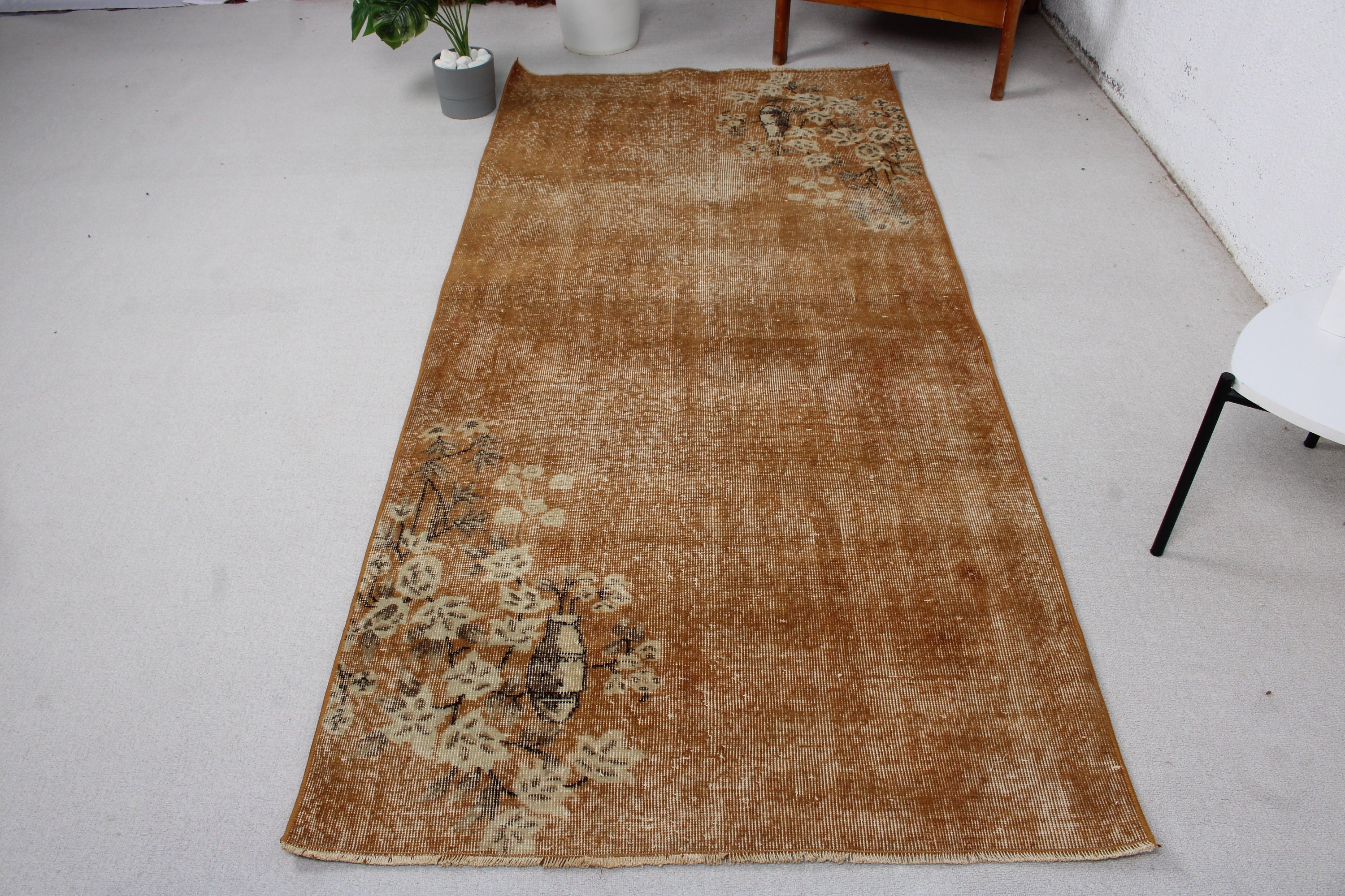 Floor Rugs, Aesthetic Rug, Antique Rug, Dining Room Rugs, Vintage Rugs, Turkish Rug, Boho Area Rug, Brown Modern Rug, 3.6x7.8 ft Area Rug