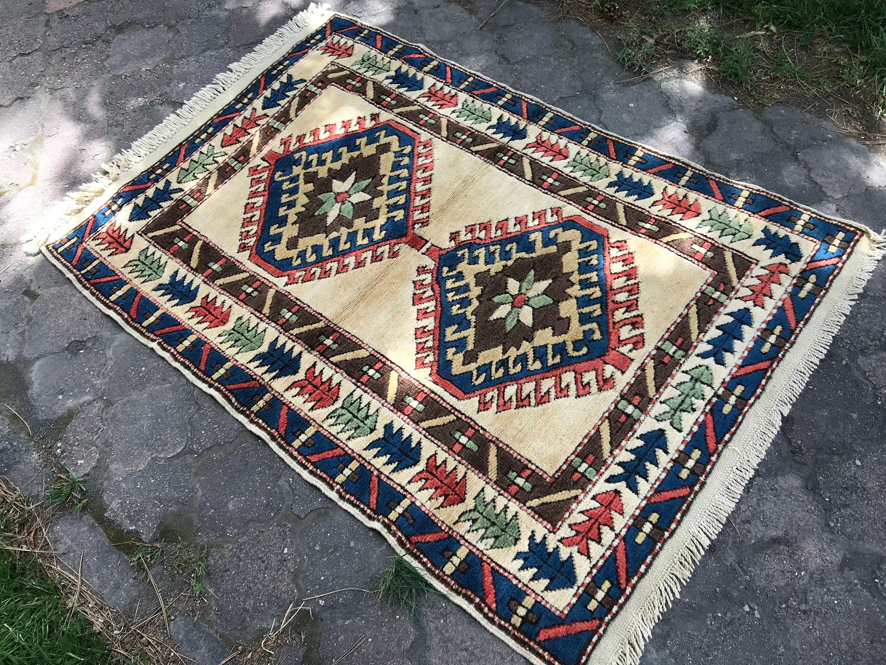 Wool Rug, Cool Rug, Beige Oushak Rug, Bedroom Rug, Turkish Rug, 3.4x4.8 ft Accent Rug, Vintage Rugs, Kitchen Rug, Art Rug, Rugs for Bedroom