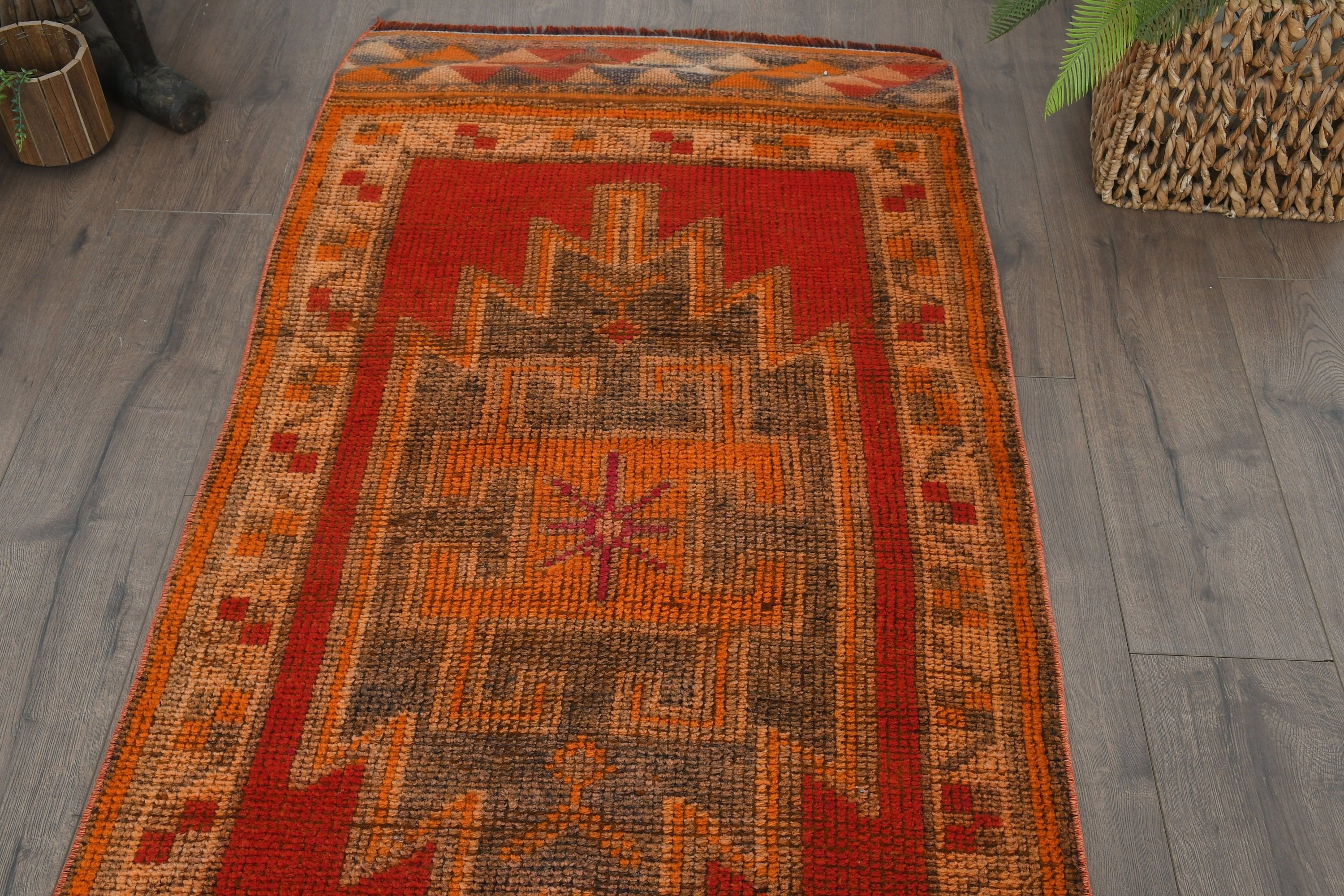 2.8x10.9 ft Runner Halı, Türk Halısı, Vintage Halı, Kırmızı Yatak Odası Halısı, Koridor Halıları, Ev Dekor Halısı, Antika Halı, Merdiven Halısı, Koridor Halıları