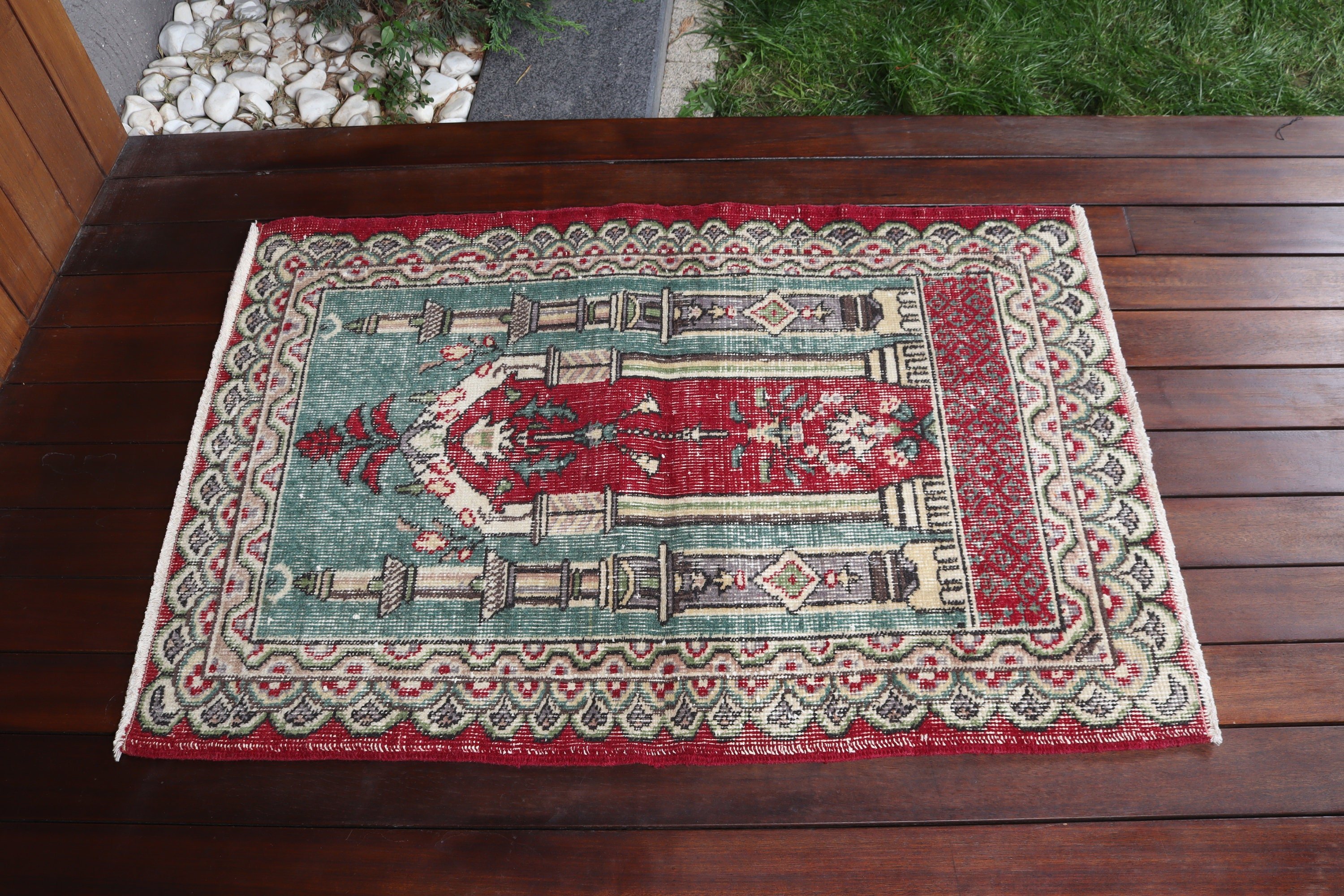 Vintage Rugs, Floor Rugs, Green  2.5x3.7 ft Small Rugs, Turkish Rugs, Bath Rugs, Kitchen Rugs, Small Vintage Rugs, Modern Rug