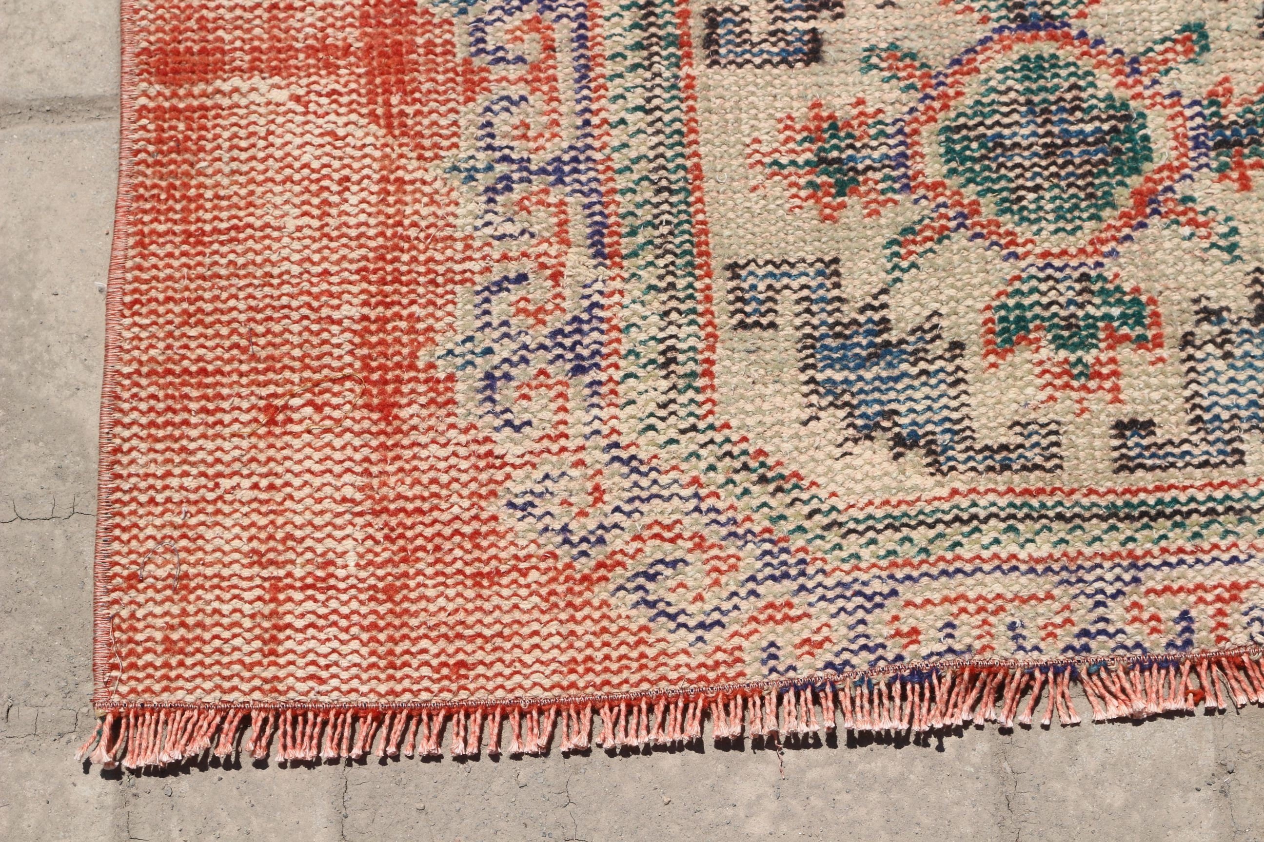 Dekoratif Halı, Yün Halılar, 3,2x9,3 ft Yolluk Halısı, Turuncu Yün Halılar, Vintage Halılar, Merdiven Halısı, Türk Halısı, Koridor Halıları, Yatak Odası Halısı