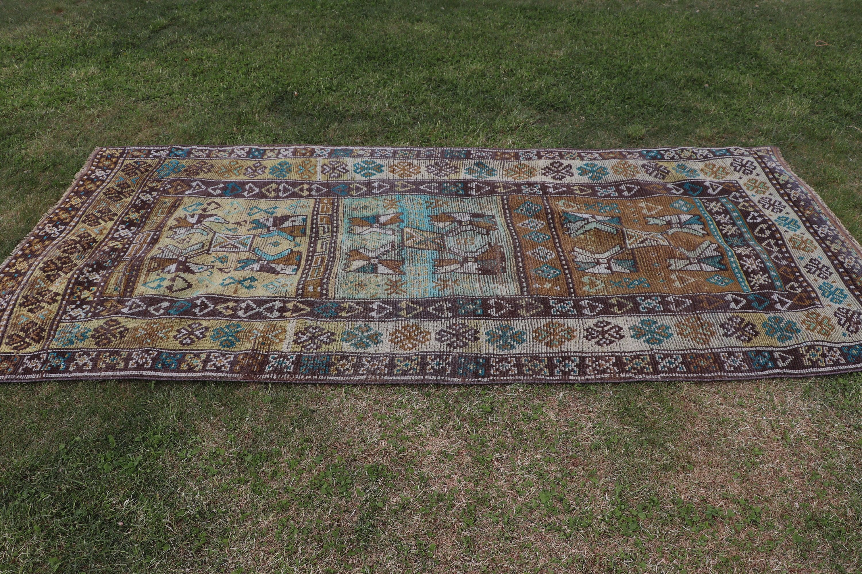 3.1x7.5 ft Accent Rugs, Turkish Rugs, Modern Rugs, Bronze Neutral Rug, Moroccan Rugs, Vintage Accent Rugs, Vintage Rug, Bedroom Rug