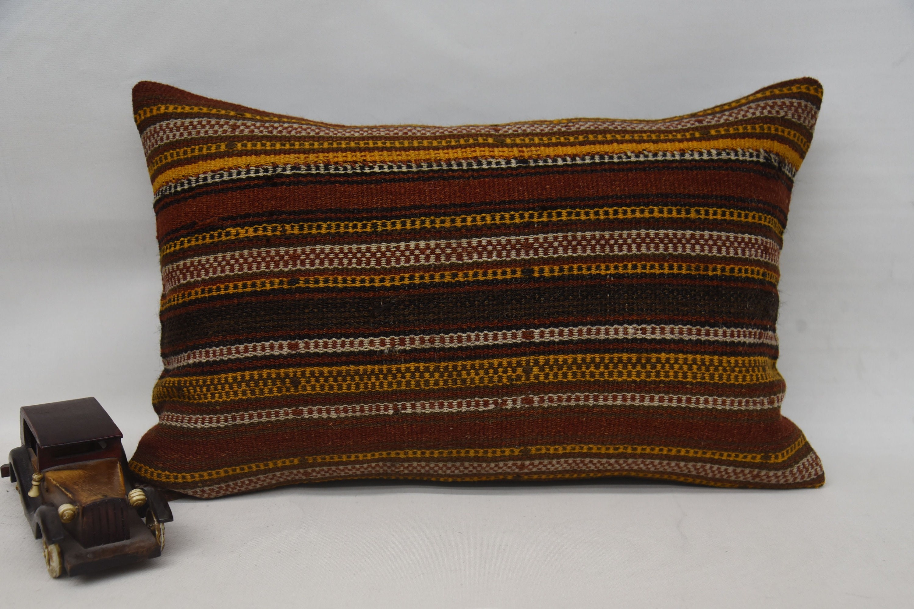 Interior Designer Pillow, 16"x24" Yellow Cushion Cover, Vintage Pillow, Handwoven Pillow Cover Pillow Case, Handmade Kilim Cushion