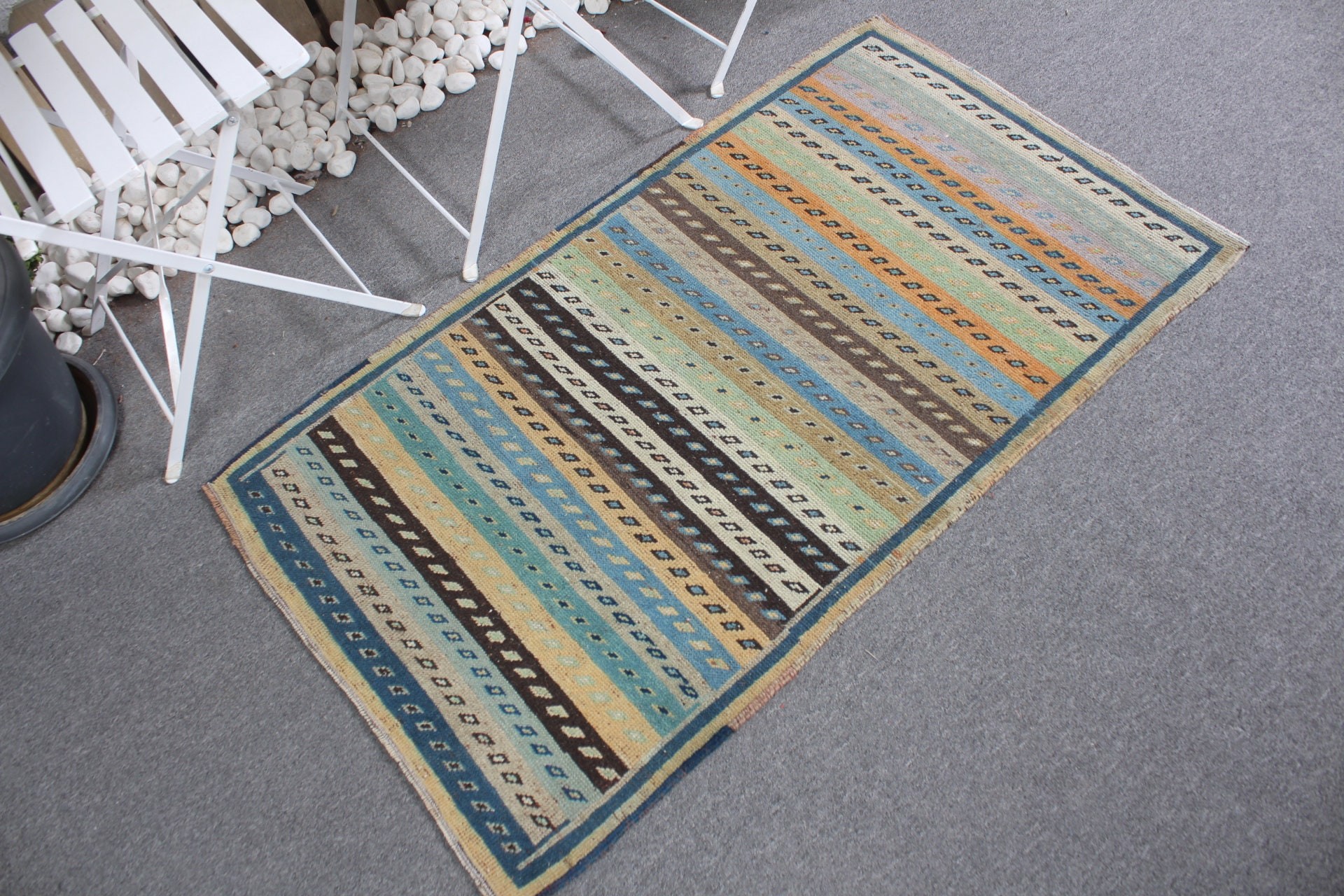 Rainbow Oriental Rug, Nursery Rug, Bedroom Rug, Bathroom Rug, Turkish Rugs, Vintage Rugs, Art Rug, 2.5x4.3 ft Small Rugs