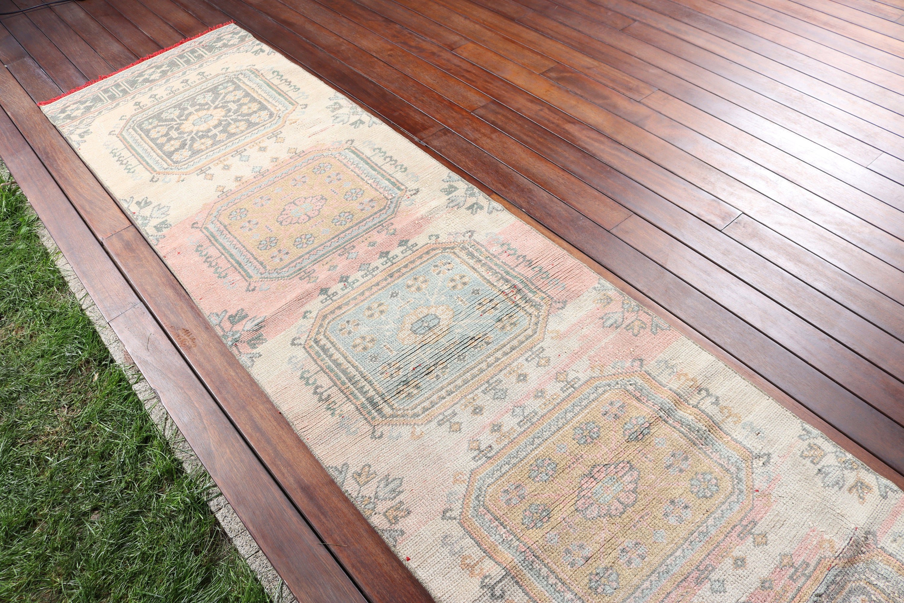 2.4x10.4 ft Runner Halı, Beni Ourain Runner Halıları, Bej Açıklama Halıları, Fas Halıları, Vintage Halılar, Türk Halıları, Mutfak Halısı, Aztek Halıları