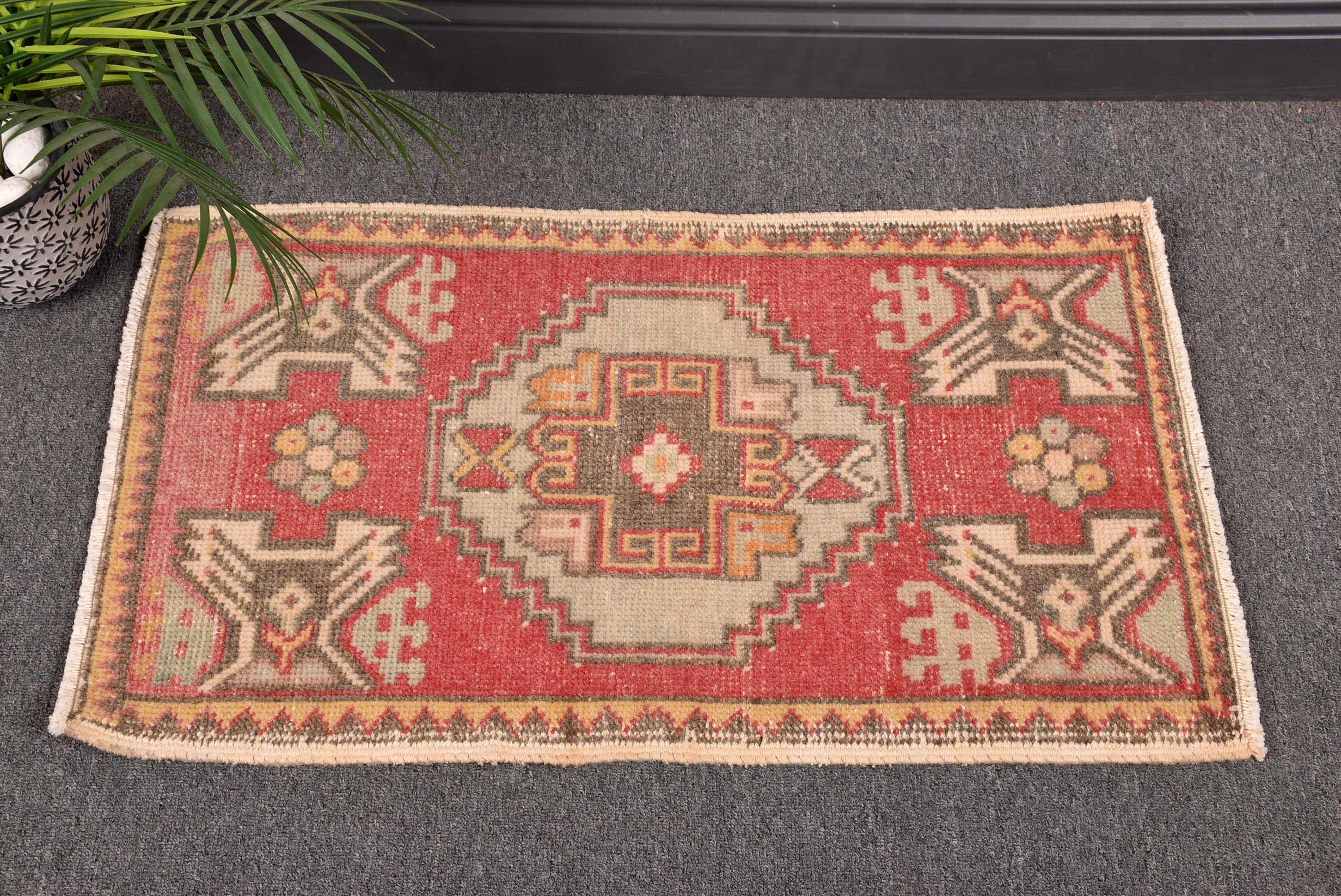 Vintage Halılar, Banyo Halısı, Türk Halısı, 1.6x2.7 ft Küçük Halı, Boho Halıları, Nötr Halı, Ev Dekorasyonu Halıları, Pembe Fas Halıları, Giriş Halıları