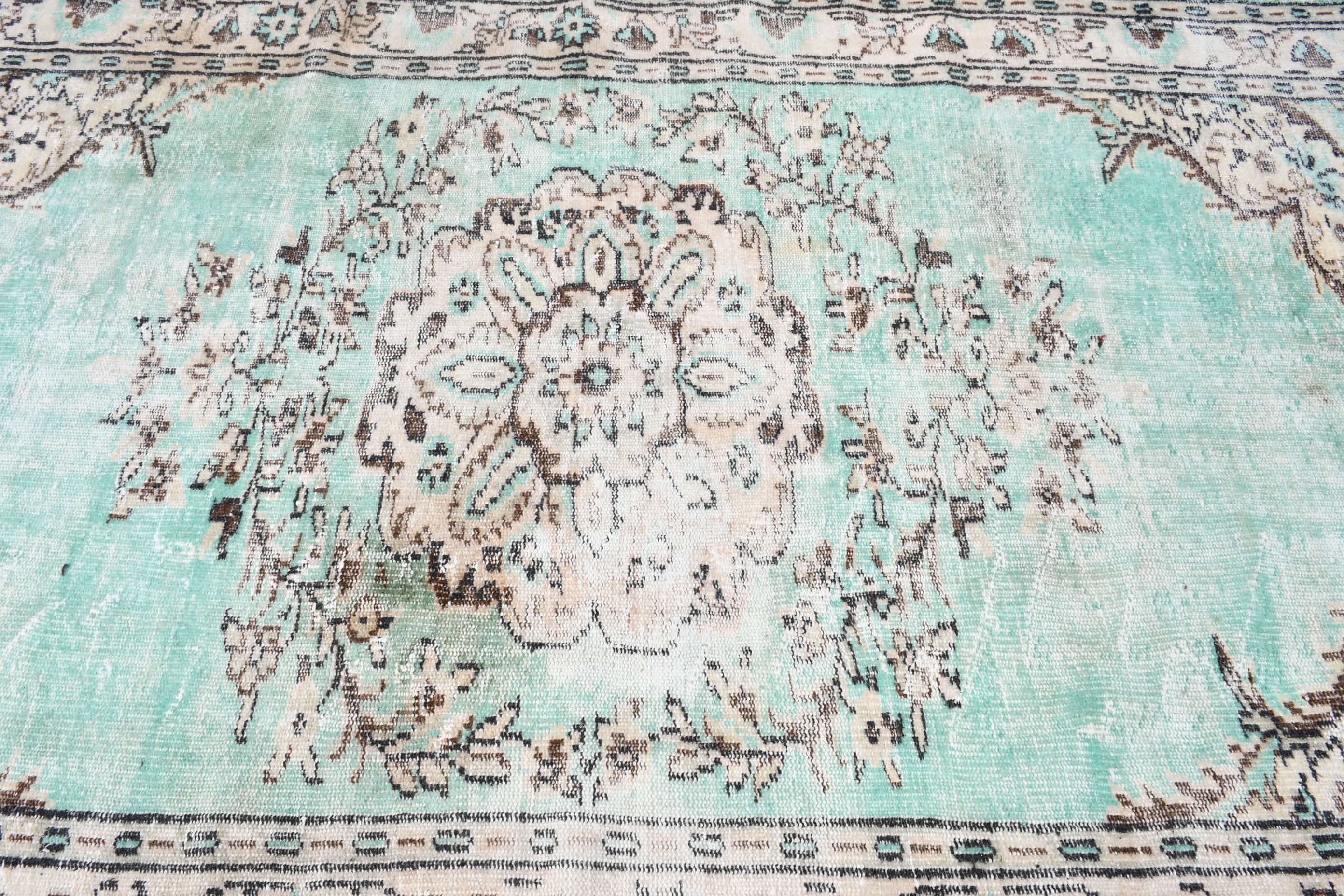 Oushak Halı, Vintage Halı, Yer Halısı, Etnik Halı, Yemek Odası Halısı, Yeşil Ev Dekor Halıları, 5.3x8.7 ft Büyük Halılar, Oturma Odası Halısı, Türk Halısı