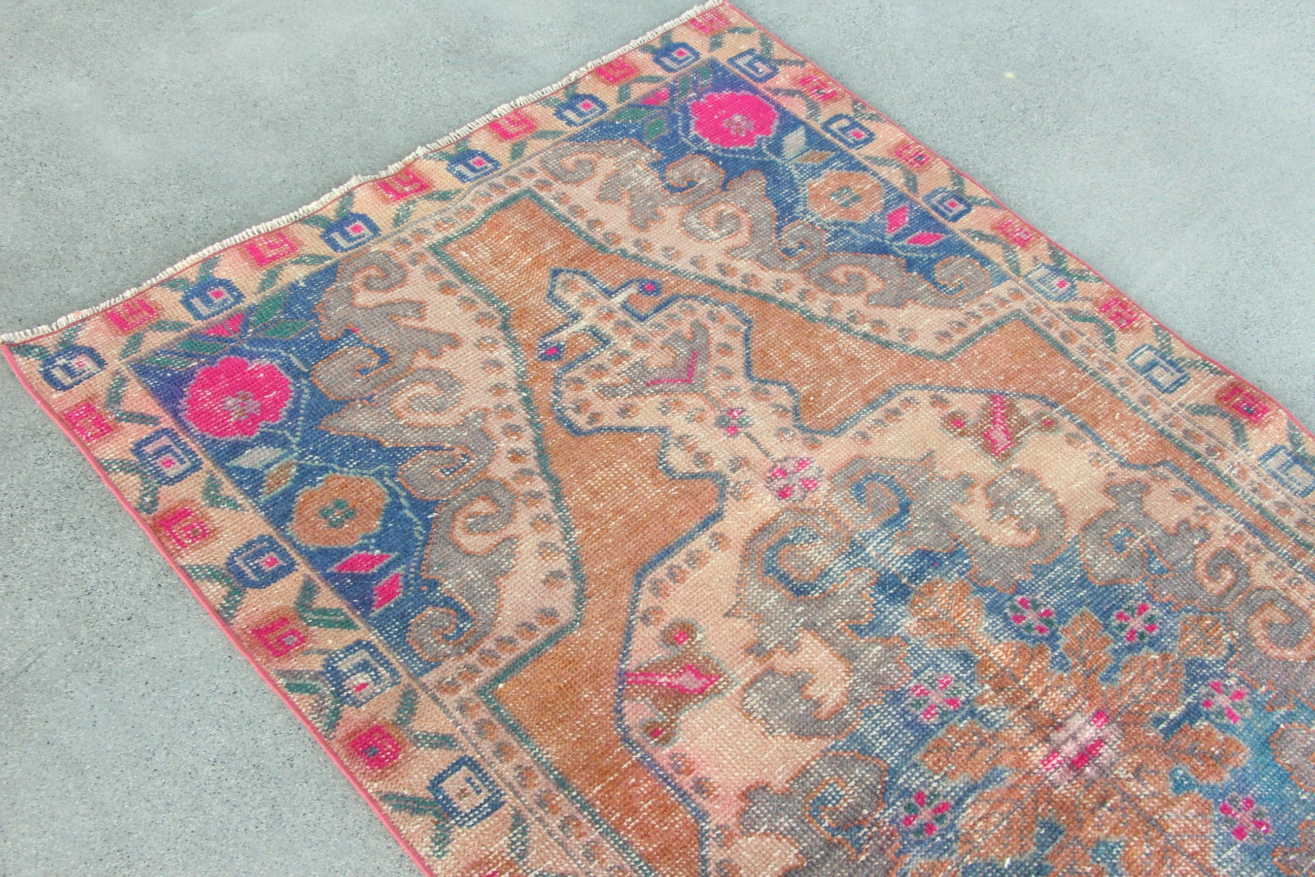 Floor Rugs, Anatolian Rugs, Vintage Rug, Boho Area Rugs, Neutral Rug, Aesthetic Rugs, 3.8x7.2 ft Area Rugs, Red Wool Rugs, Turkish Rug