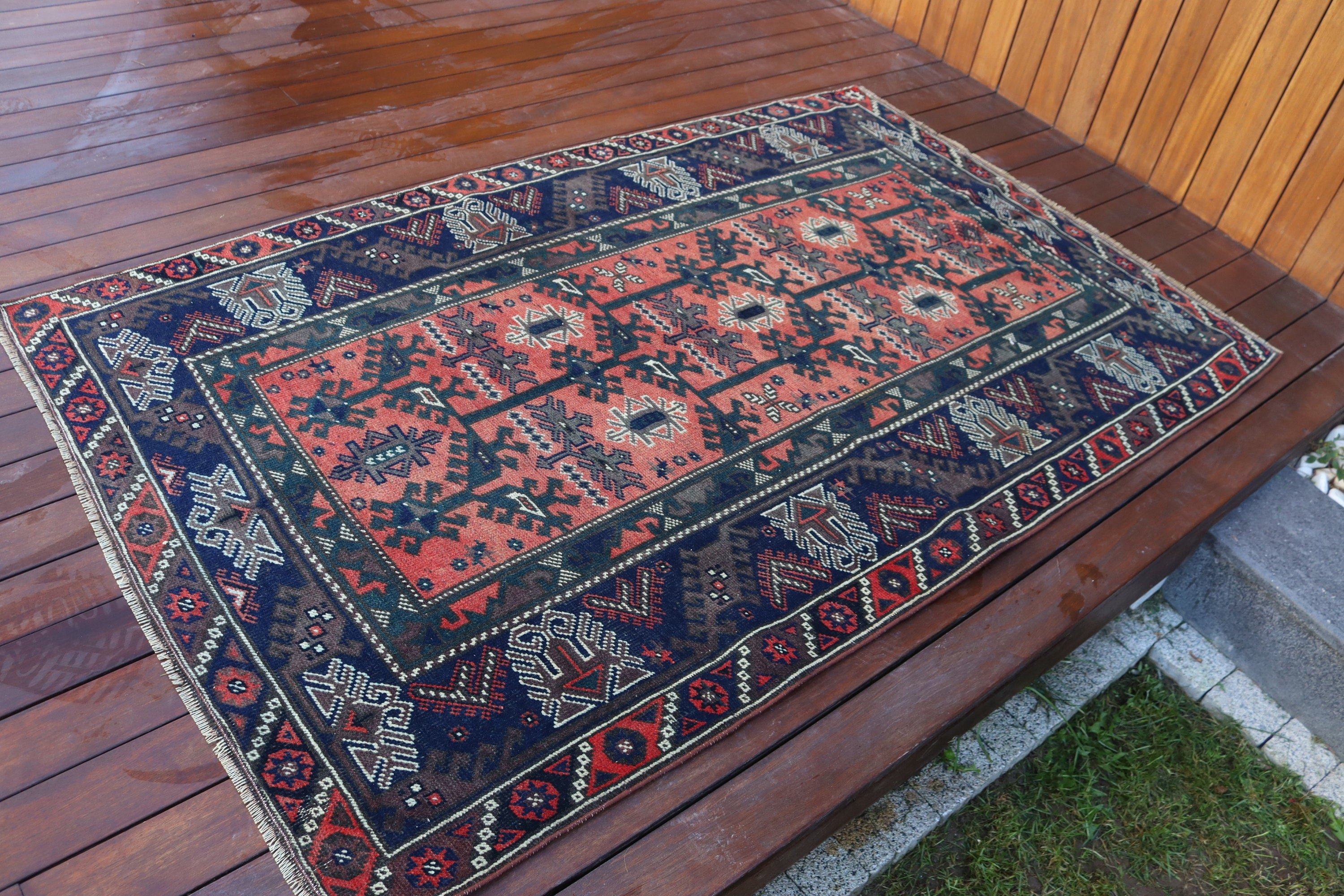 3.7x6 ft Accent Rug, Kitchen Rug, Entry Rug, Turkish Rug, Vintage Rug, Red Oushak Rug, Boho Accent Rug Rugs, Rugs for Entry