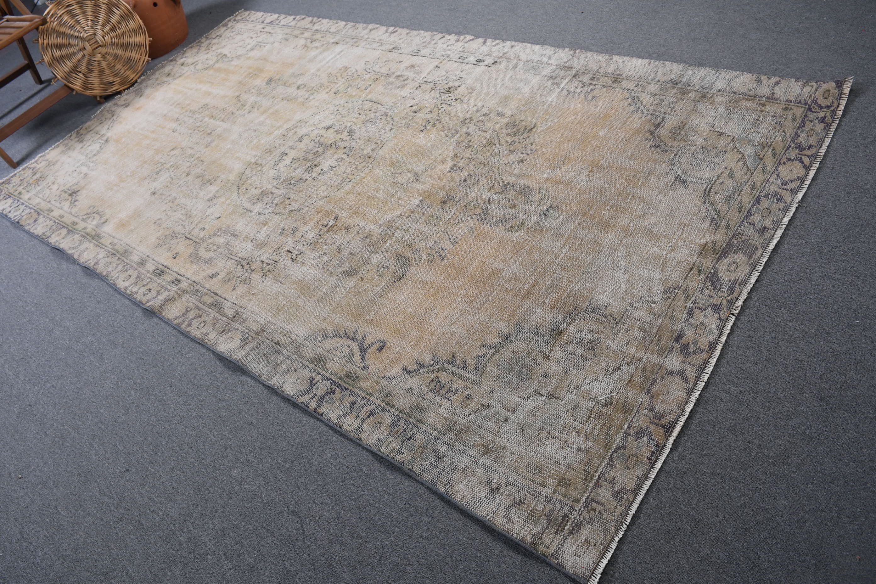 Bedroom Rugs, 5.3x9.4 ft Large Rug, Turkish Rugs, Vintage Rug, Muted Rugs, Beige Oushak Rug, Home Decor Rug, Living Room Rug