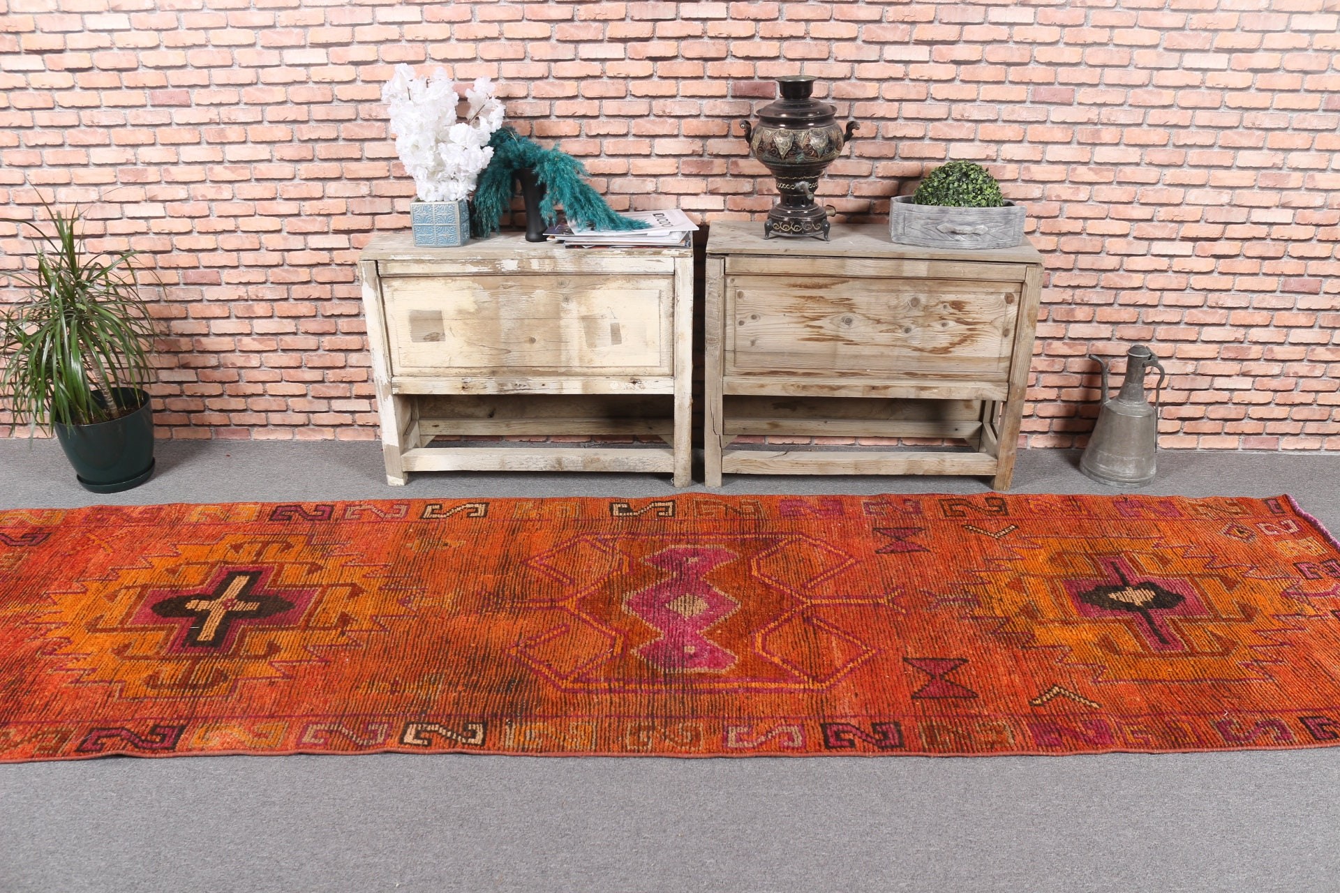 Anadolu Halısı, Boho Halısı, Merdiven Halısı, Türk Halısı, 3,1x10,9 ft Runner Halıları, Antika Halı, Vintage Halı, Mutfak Halıları, Kahverengi Mutfak Halısı