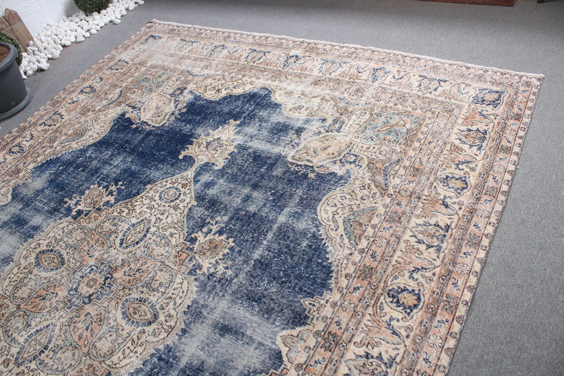 Dining Room Rug, Turkish Rug, Living Room Rug, 7.9x11.2 ft Oversize Rugs, Bedroom Rug, Kitchen Rug, Boho Rug, Vintage Rug, Blue Bedroom Rug