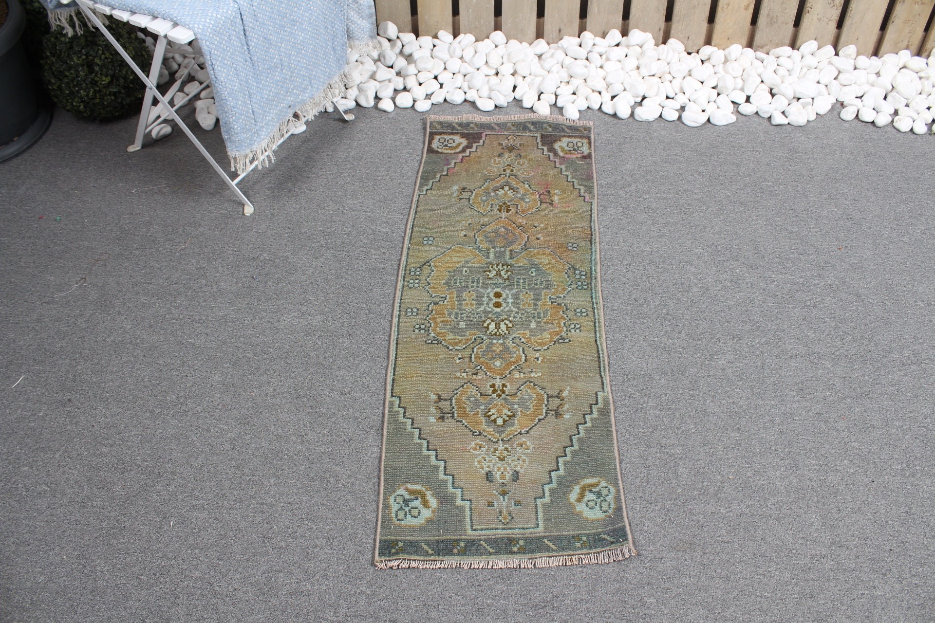 Vintage Rugs, Green Floor Rug, Turkish Rug, Rugs for Entry, Oriental Rugs, Kitchen Rugs, Moroccan Rugs, 1.3x3.5 ft Small Rug, Bedroom Rug