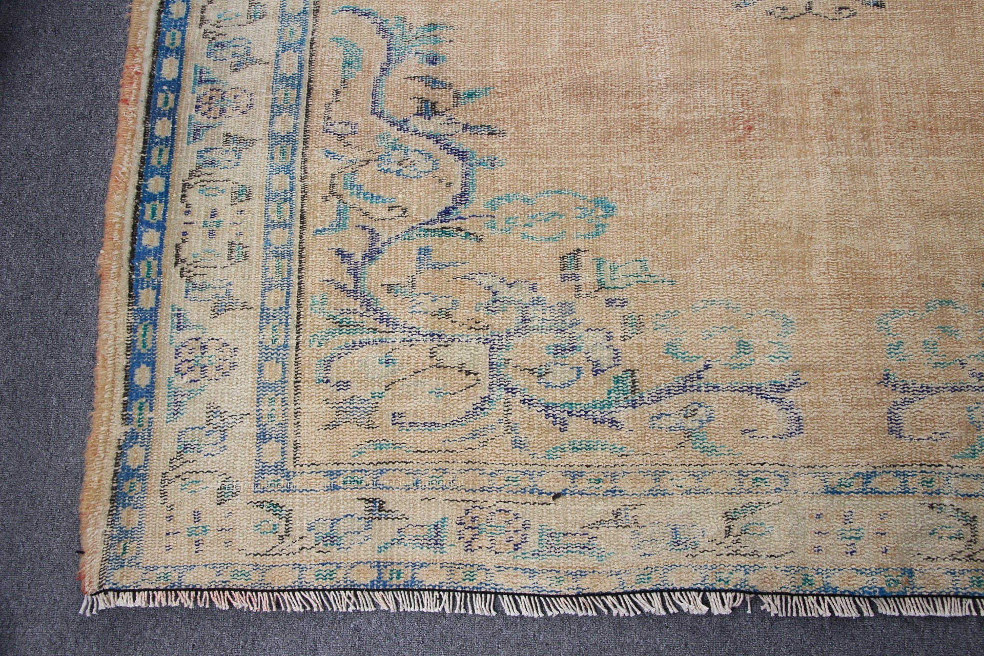 Kahverengi Oushak Halı, 5.4x7.8 ft Büyük Halı, Havalı Halı, Vintage Halılar, Oturma Odası Halıları, Salon Halıları, Türk Halısı, Yatak Odası Halıları, Mutfak Halısı