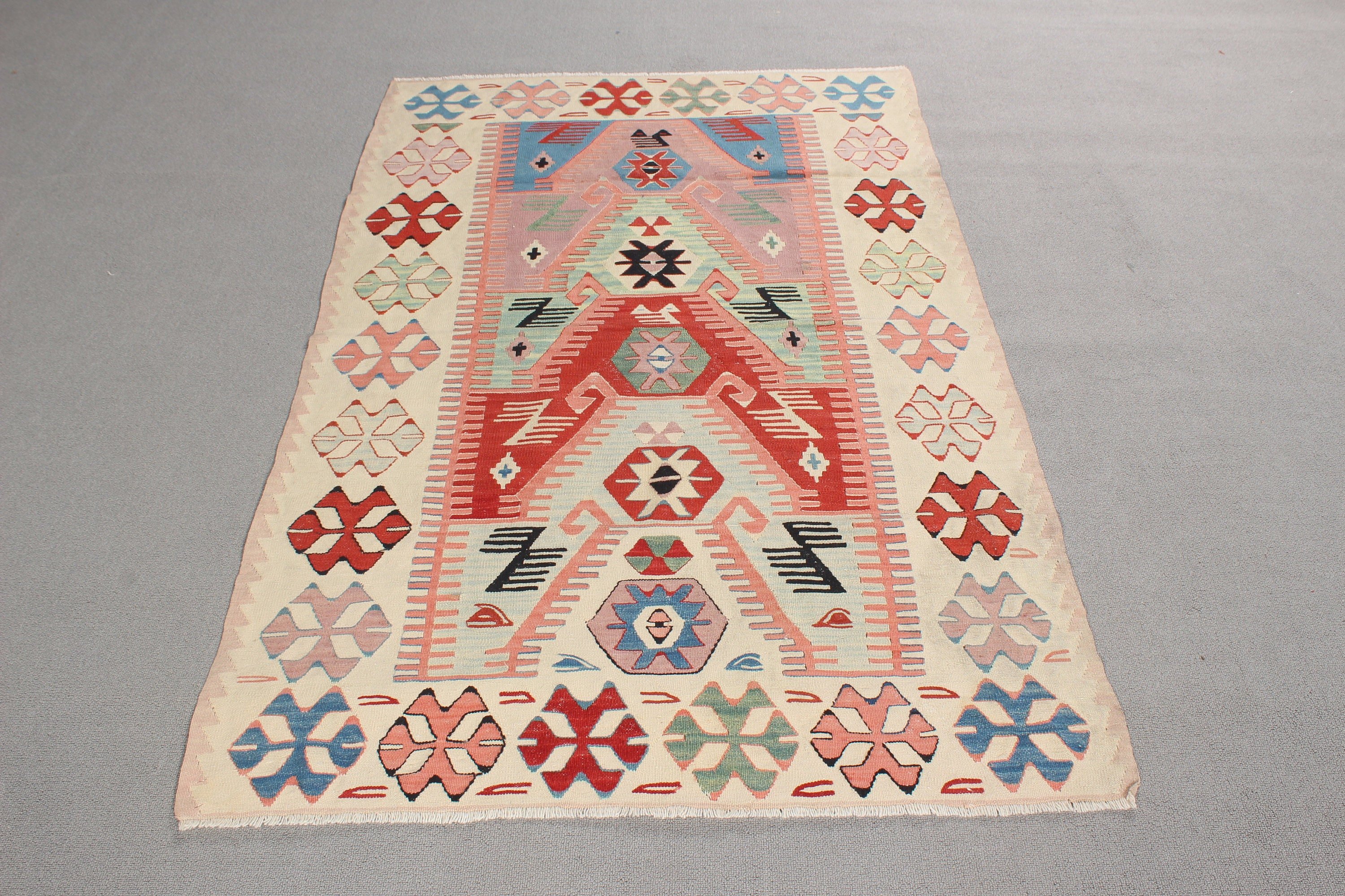 Boho Halılar, Kilim, Giriş Halısı, Vintage Halı, Yatak Odası Halıları, Sarı 3.5x5.4 ft Accent Halı, Türk Halıları, Açıklama Halısı