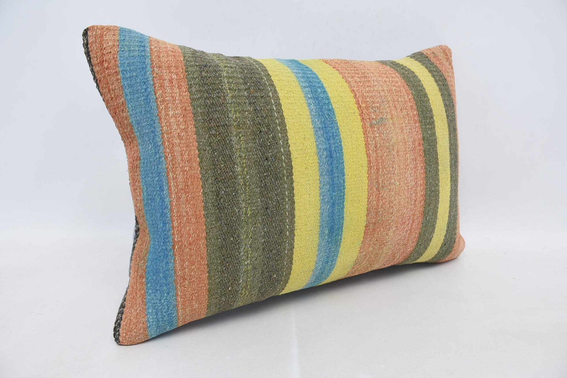 16"x24" Yellow Pillow Sham, Retro Pillow Sham, Handmade Rug Seat Pillow, Turkish Pillow, Interior Designer Pillow, Kilim Cushion Sham