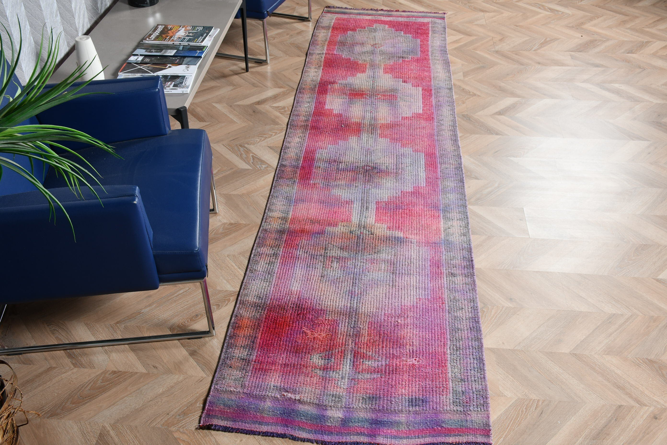 Dorm Rug, Vintage Rug, Corridor Rugs, Kitchen Rug, 2.6x10.6 ft Runner Rugs, Purple Anatolian Rugs, Bedroom Rugs, Turkish Rug